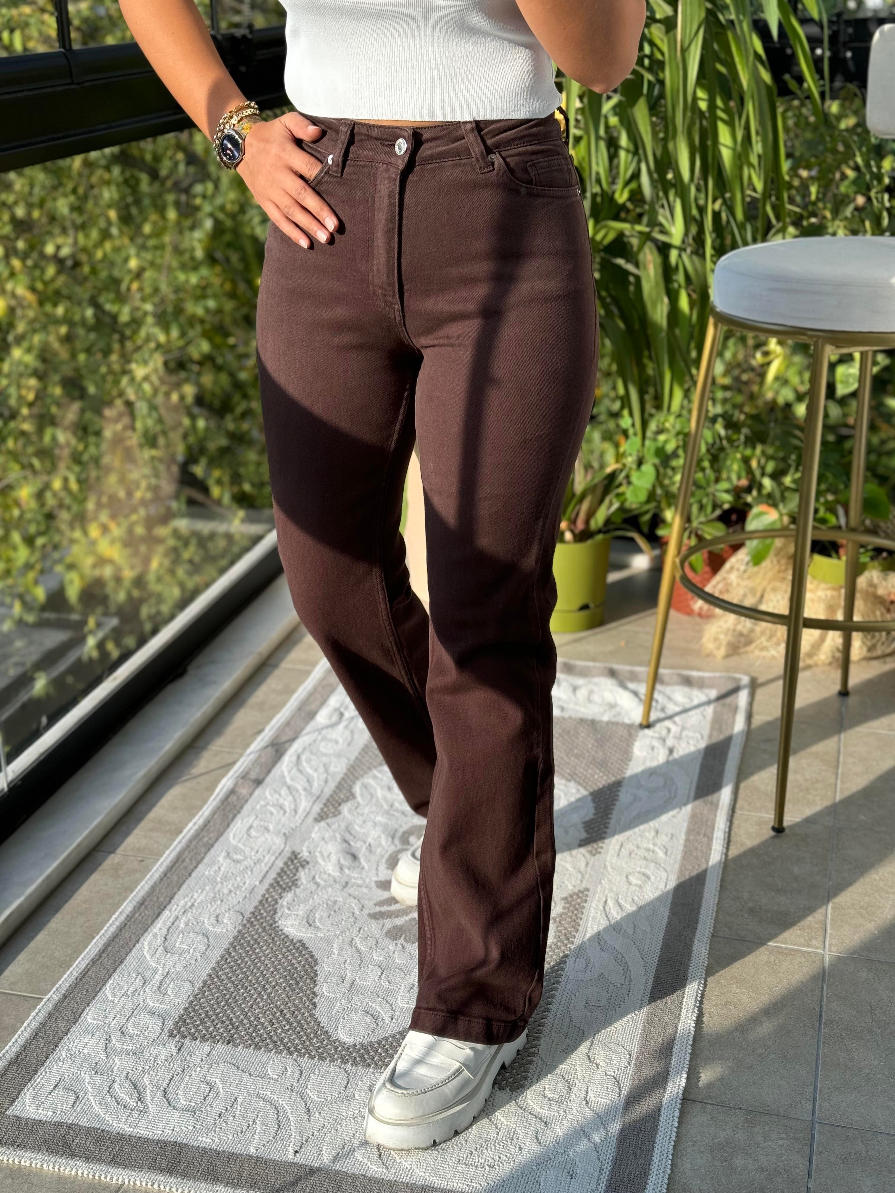 Bol Paça Relax Kot Pantolon Kahve