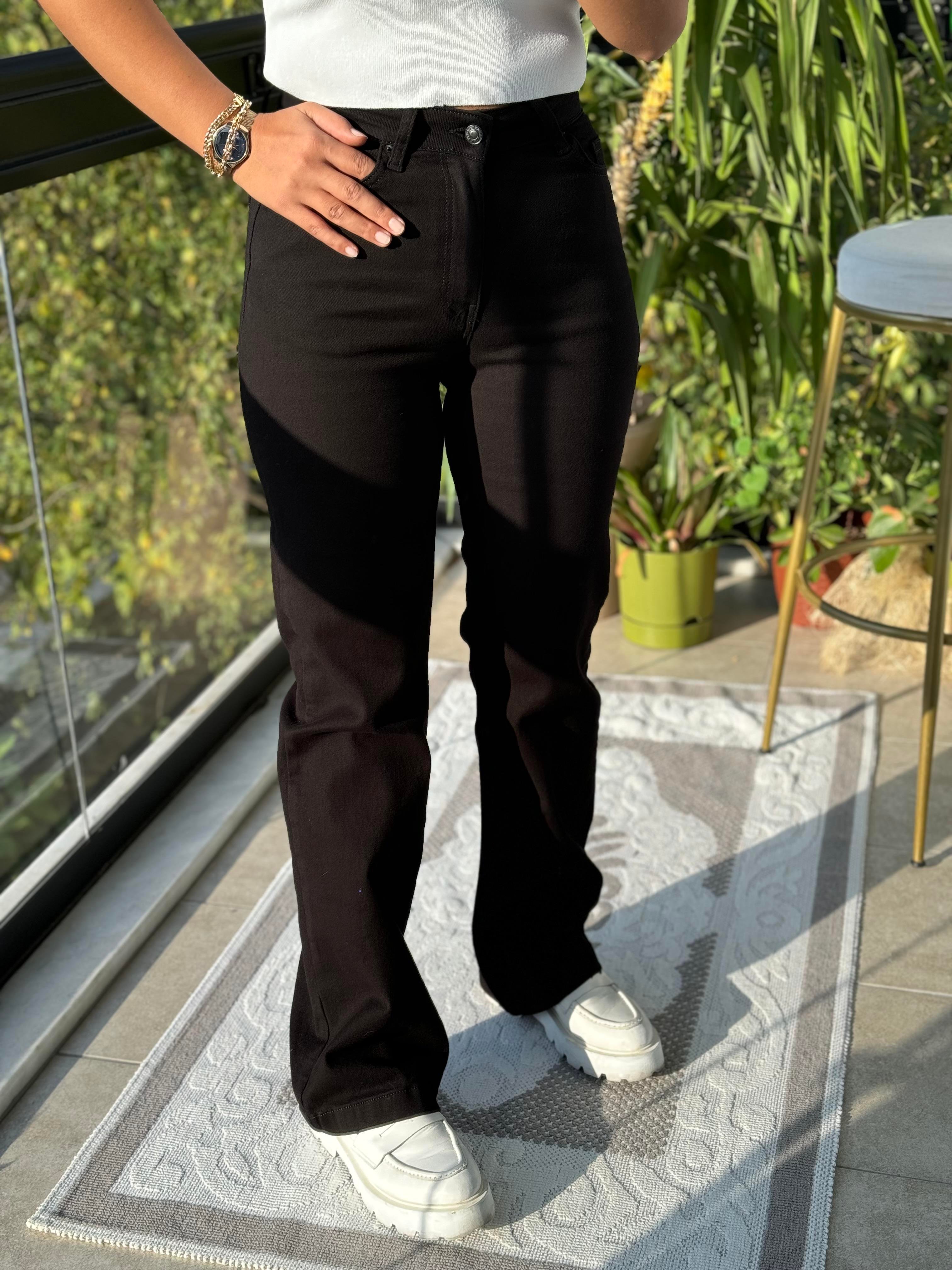 Bol Paça Relax Kot Pantolon Siyah