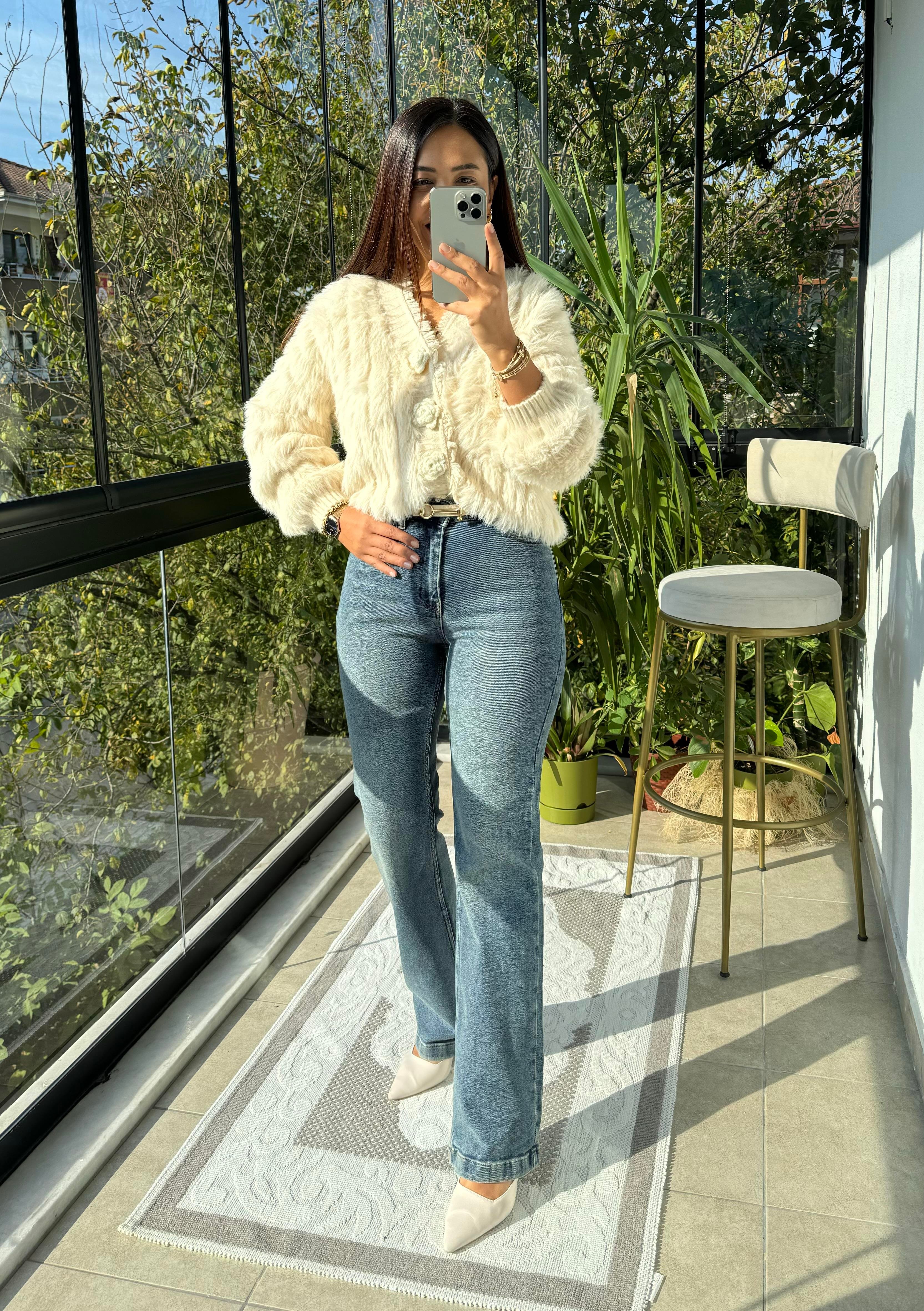 Bol Paça Relax Kot Pantolon Yeşil Yıkama