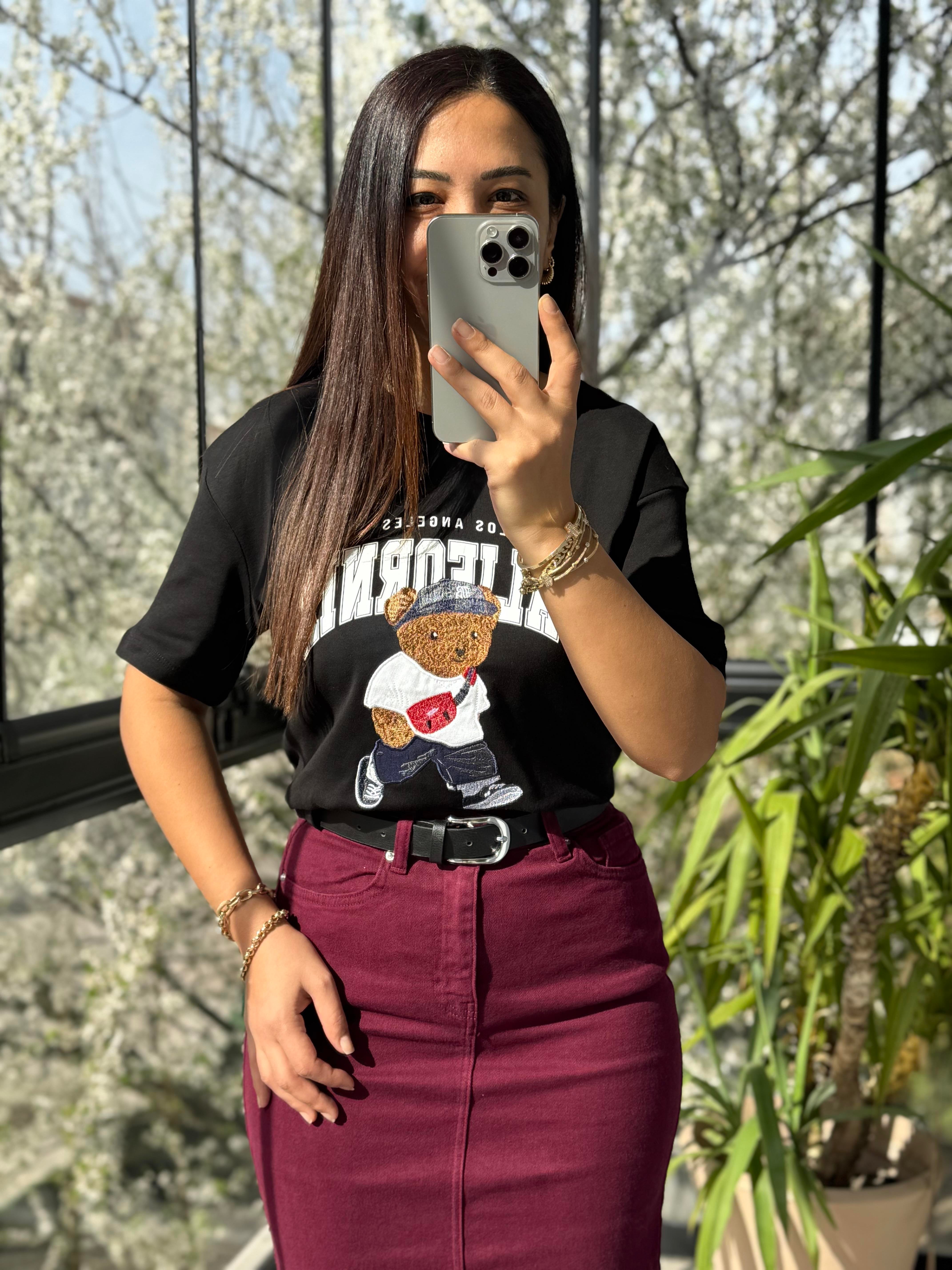 California Yazılı Tişört Siyah