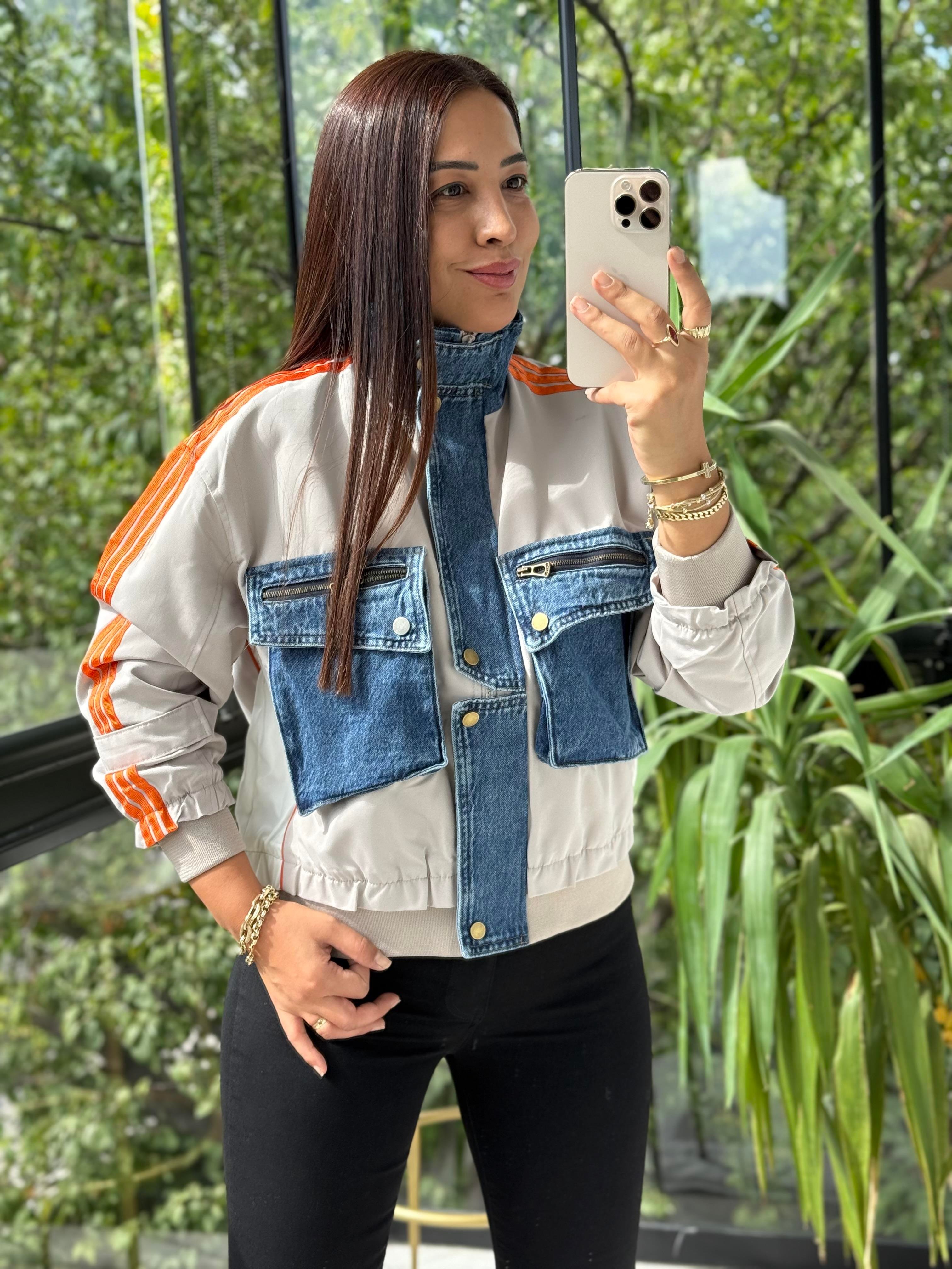 Crop Çizgili Yelek Taş