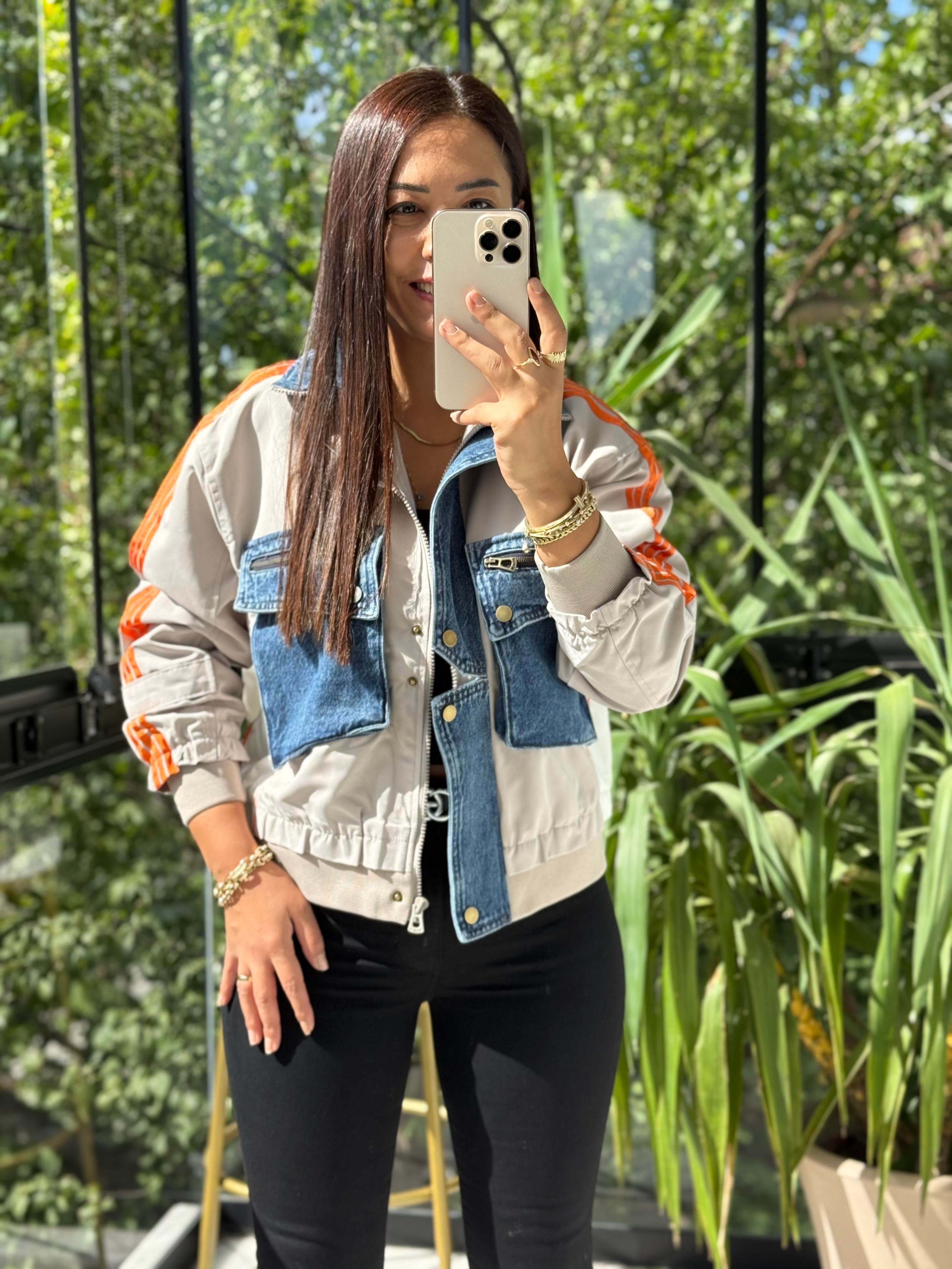 Crop Çizgili Yelek Taş