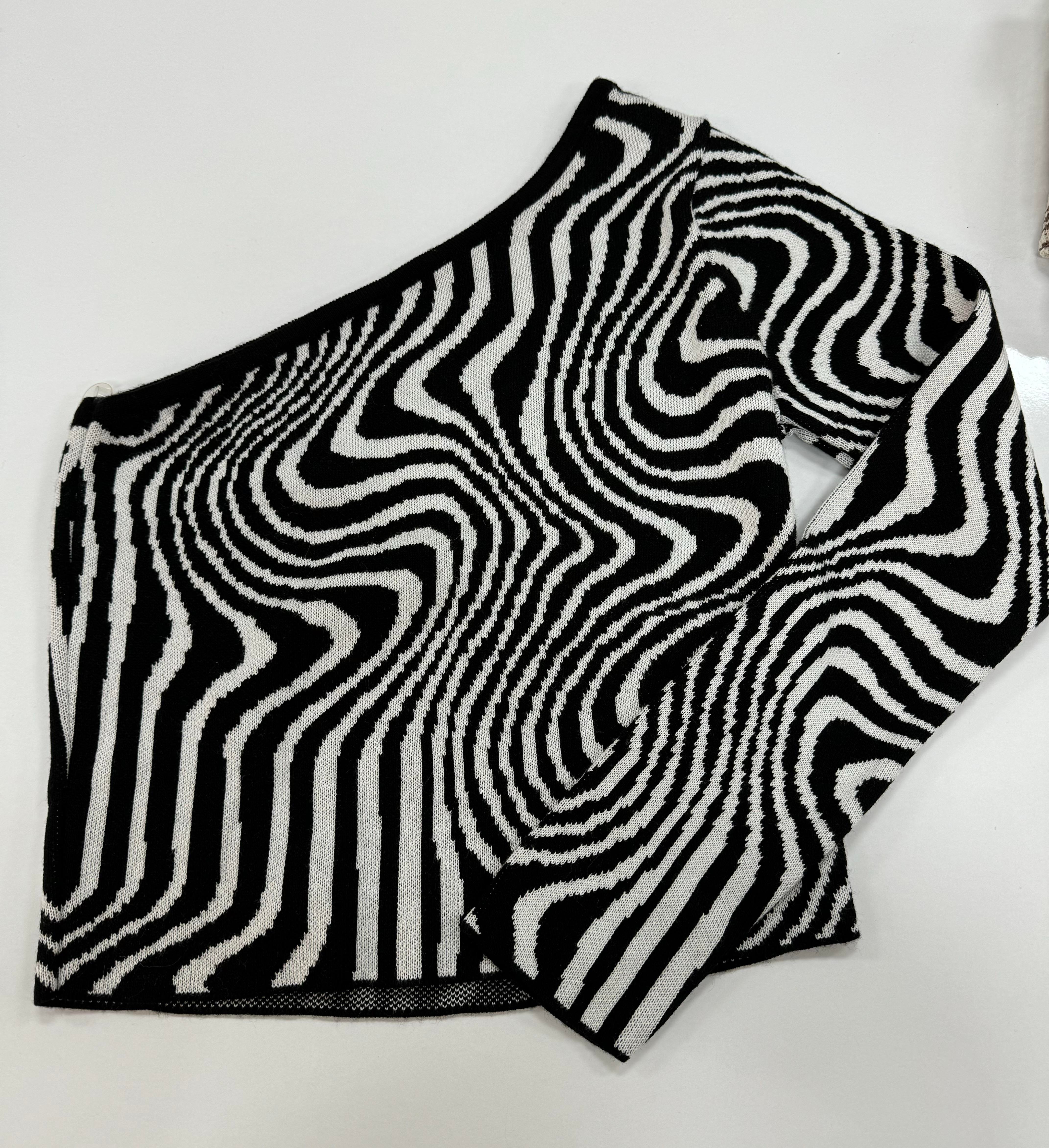 Dalga Desen Tek Kol Triko 