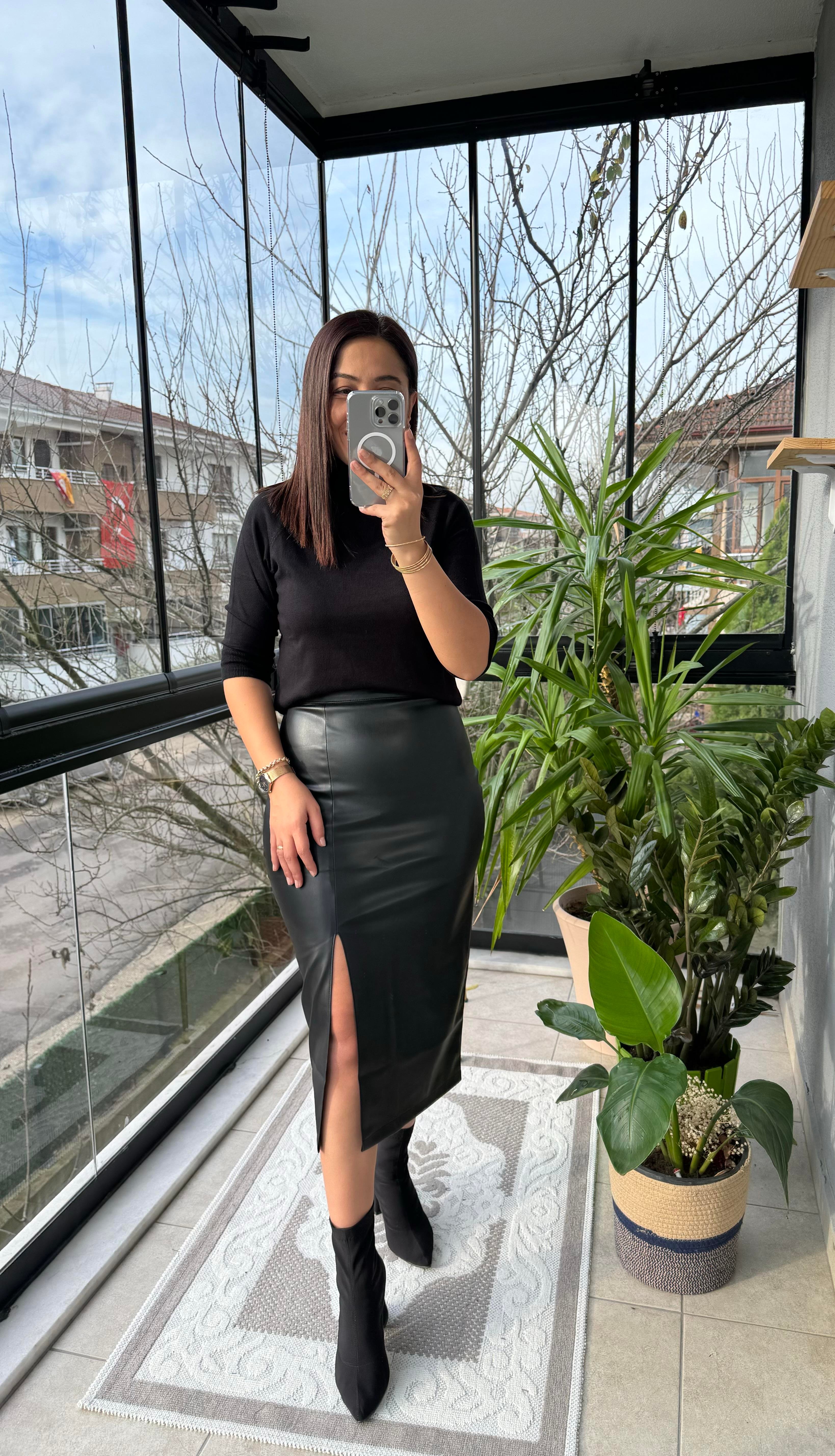 Deri Kalem Etek Siyah