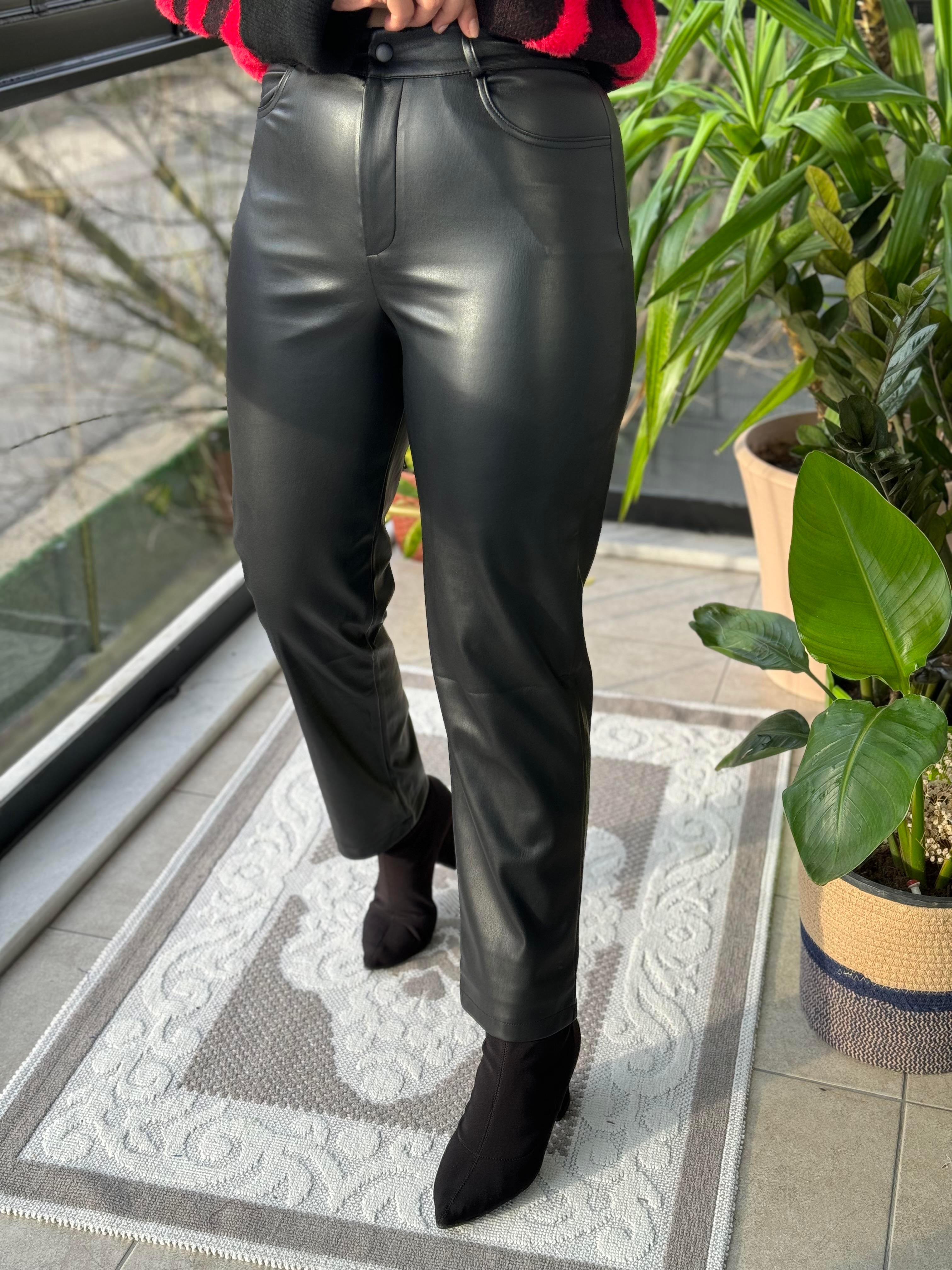 Deri Pantolon Havuç Kesim Siyah