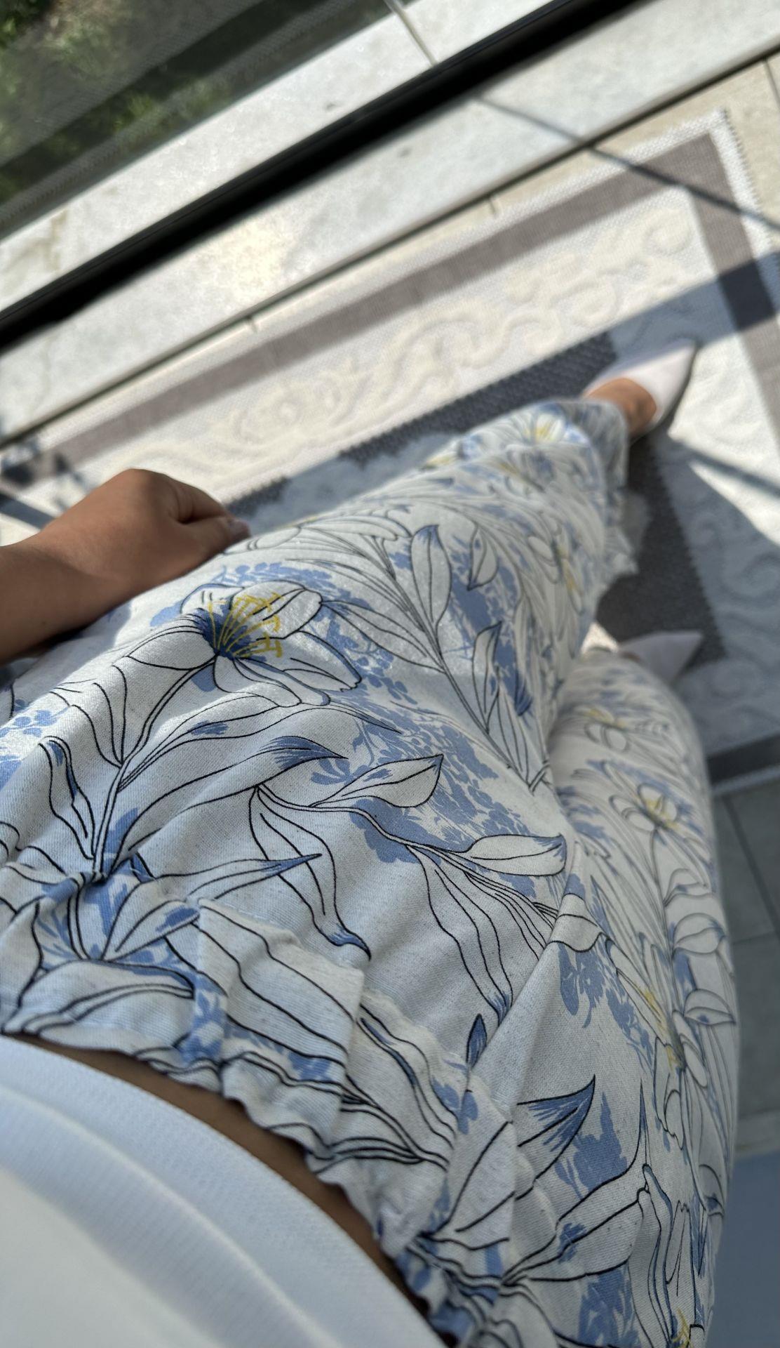 Desenli Pamuklu Keten Kumaş Pantolon