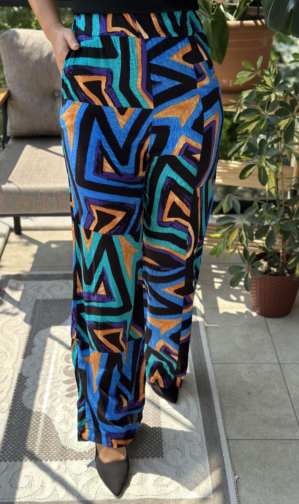 Desenli Pamuklu Viskon Kumaş Pantolon