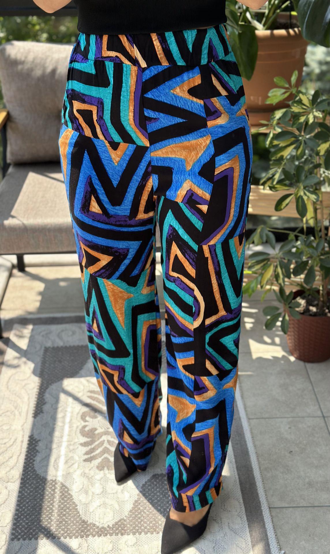 Desenli Pamuklu Viskon Kumaş Pantolon