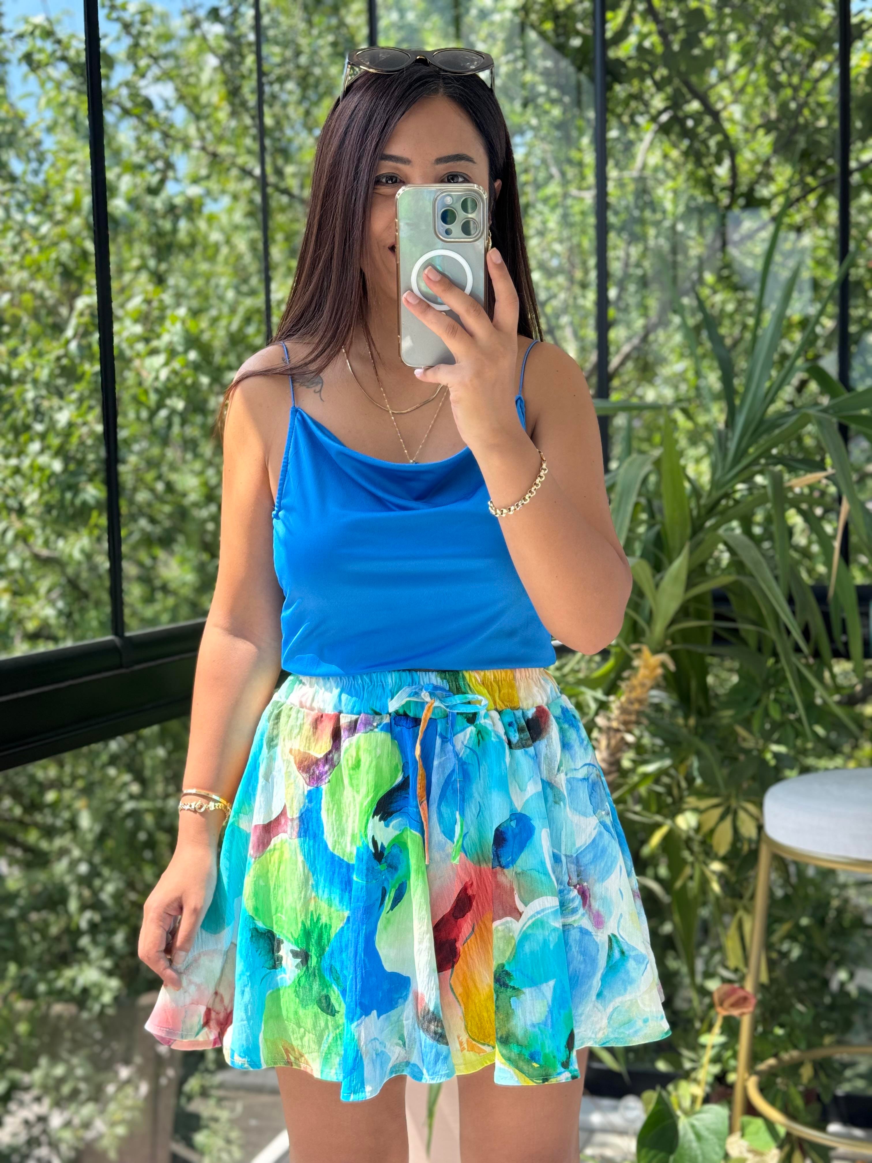 Desenli Şort Turkuaz