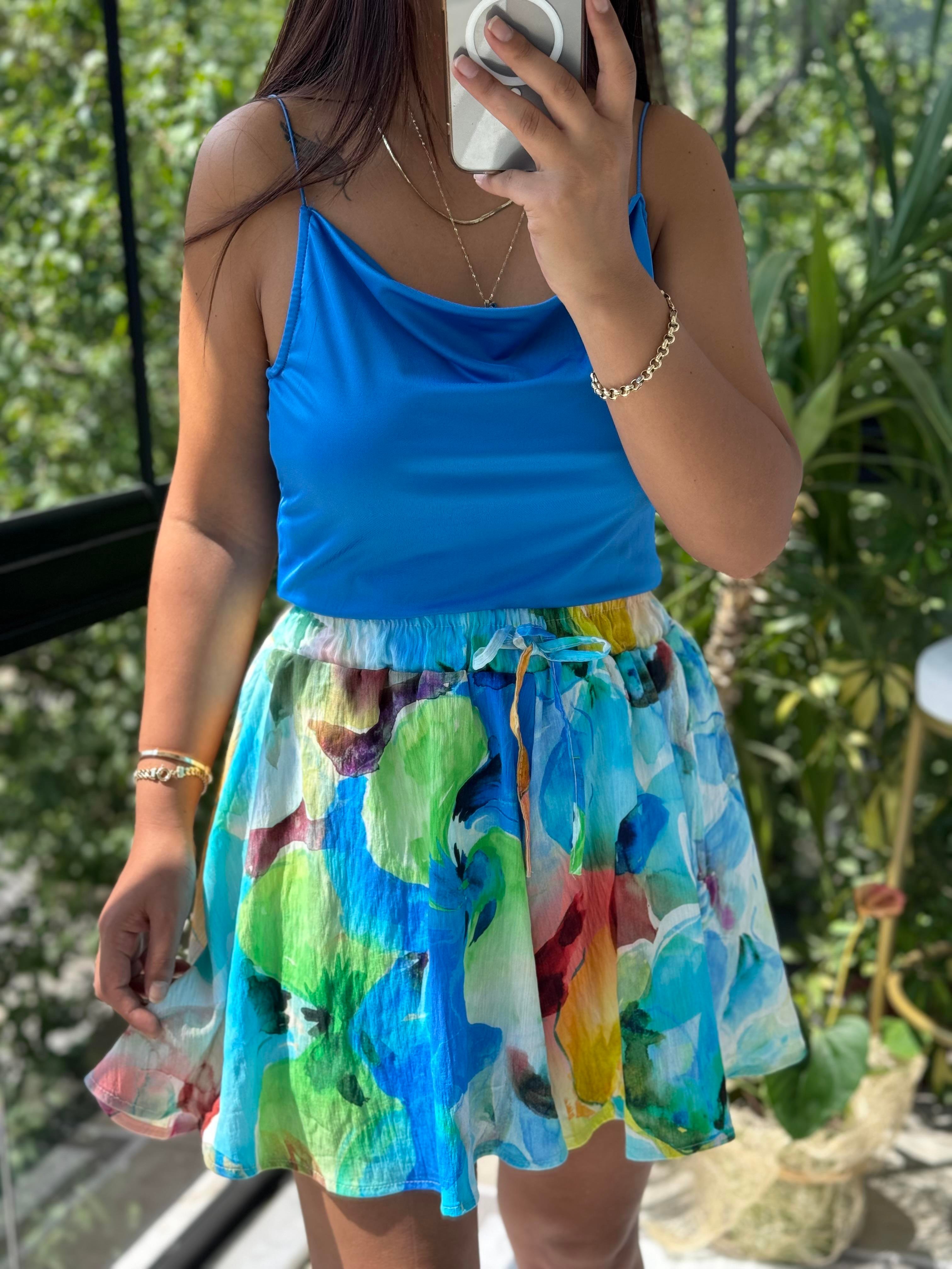 Desenli Şort Turkuaz