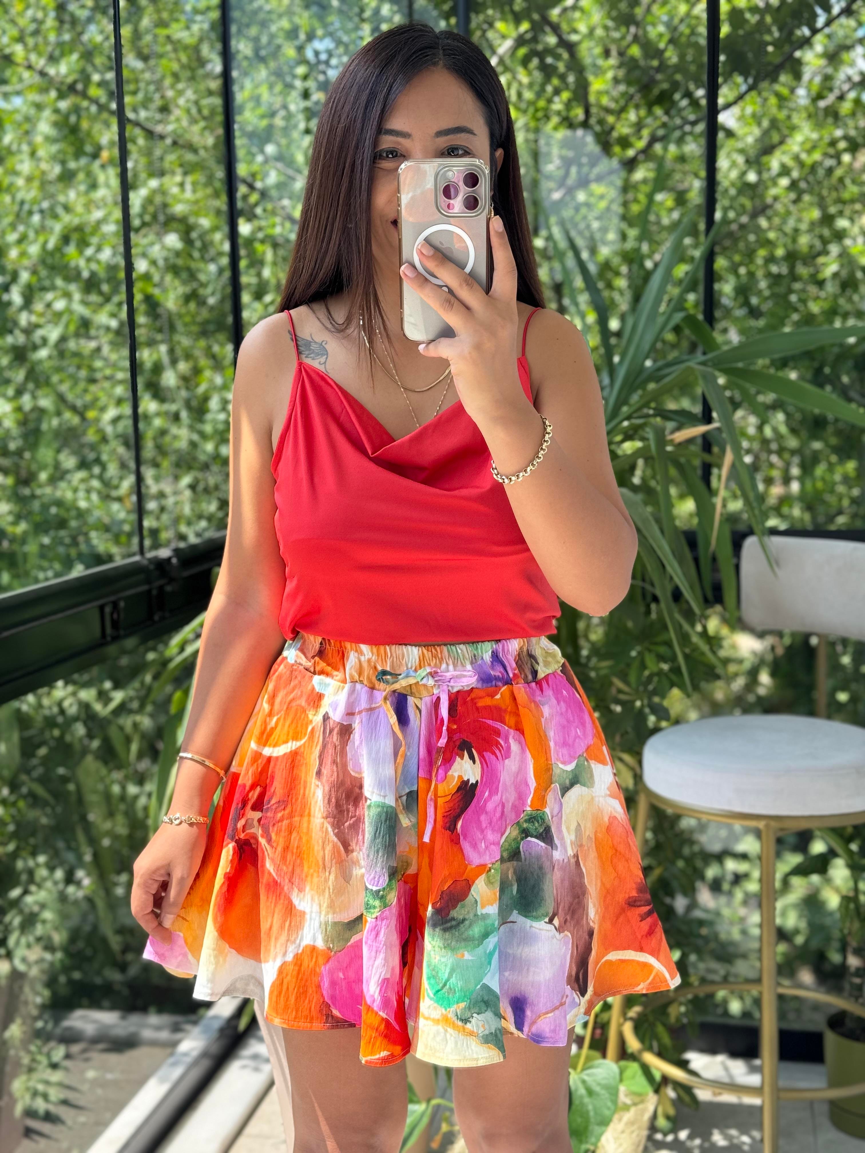 Desenli Şort Turuncu