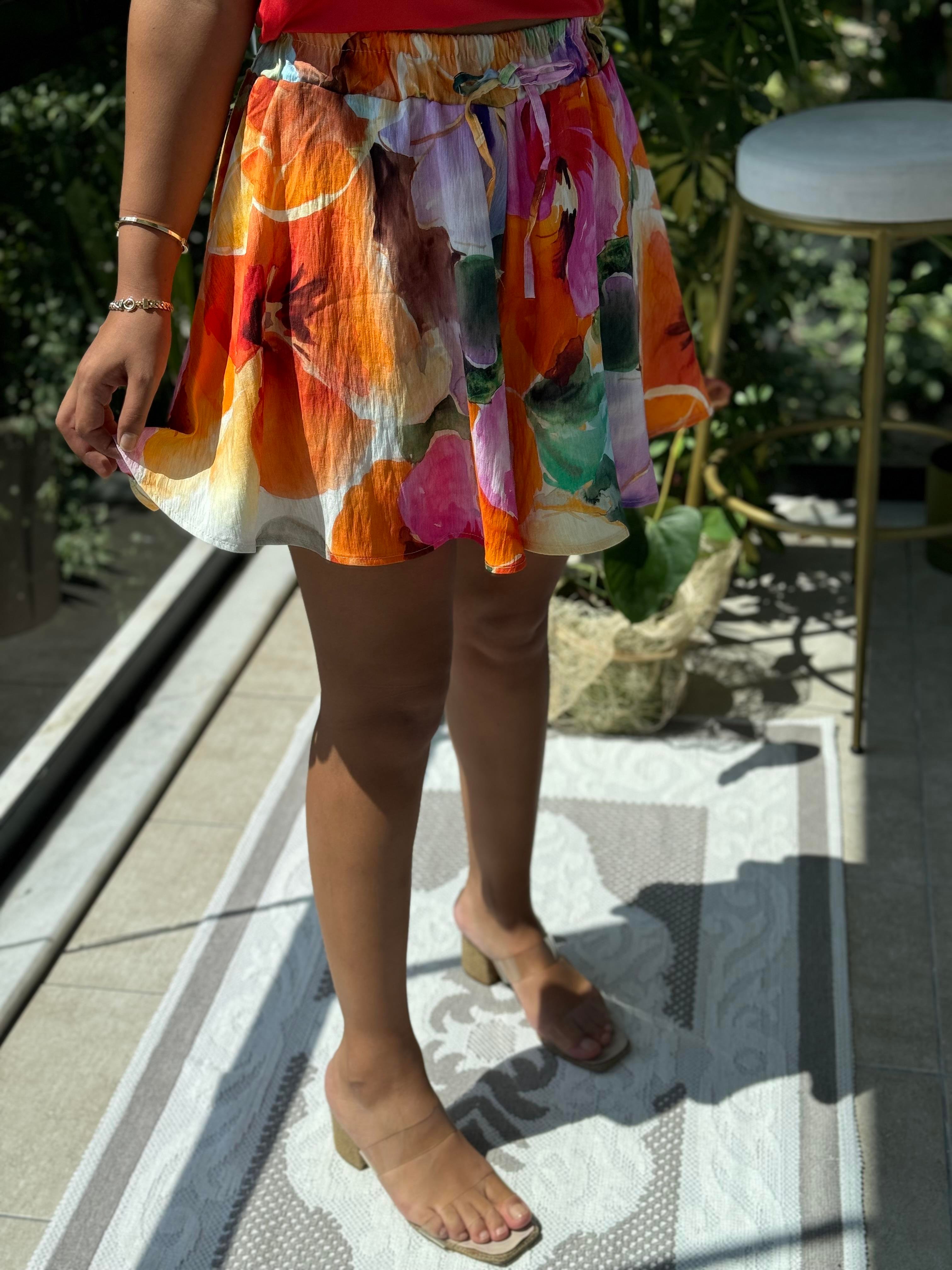 Desenli Şort Turuncu