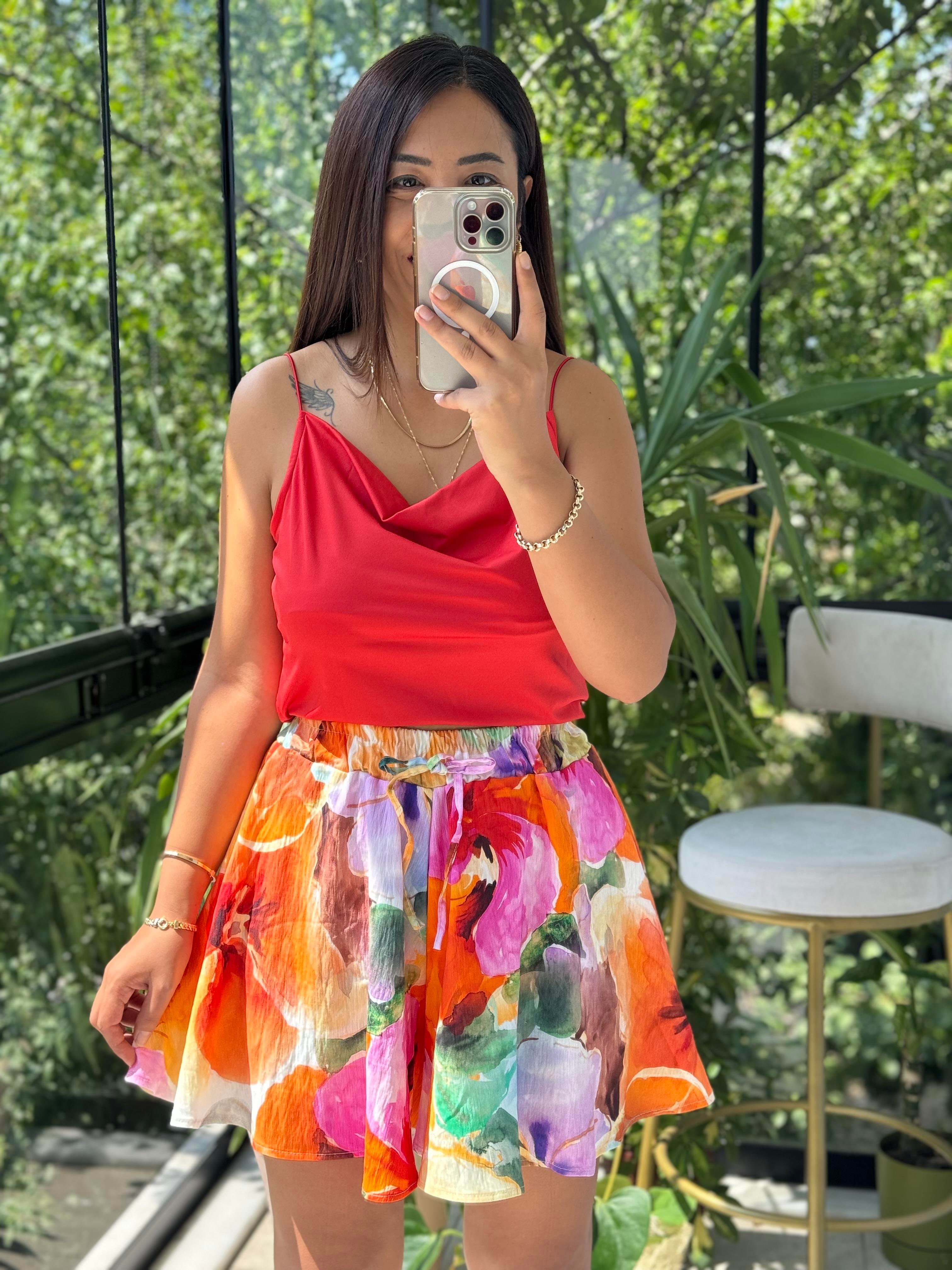 Desenli Şort Turuncu