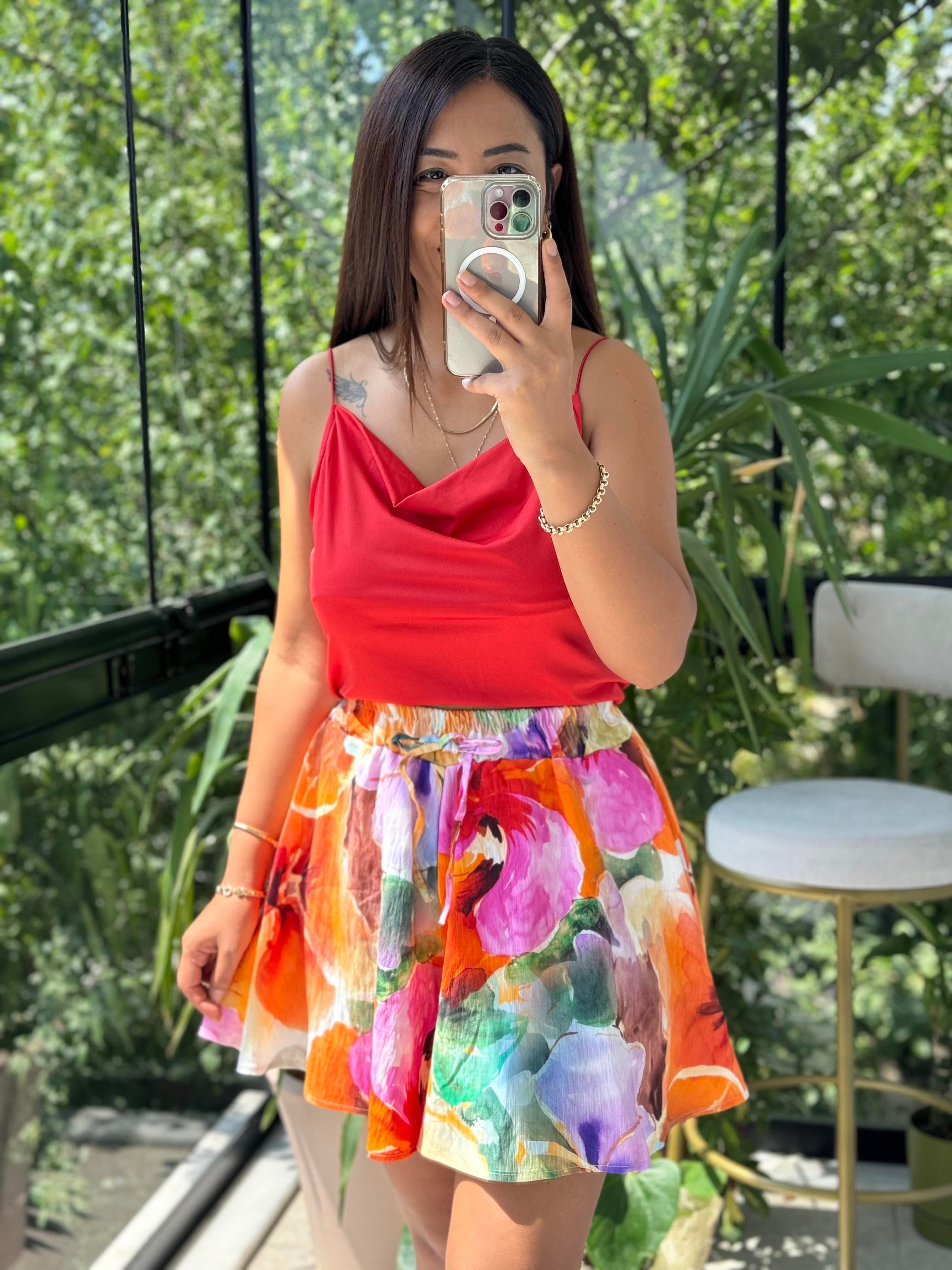 Desenli Şort Turuncu