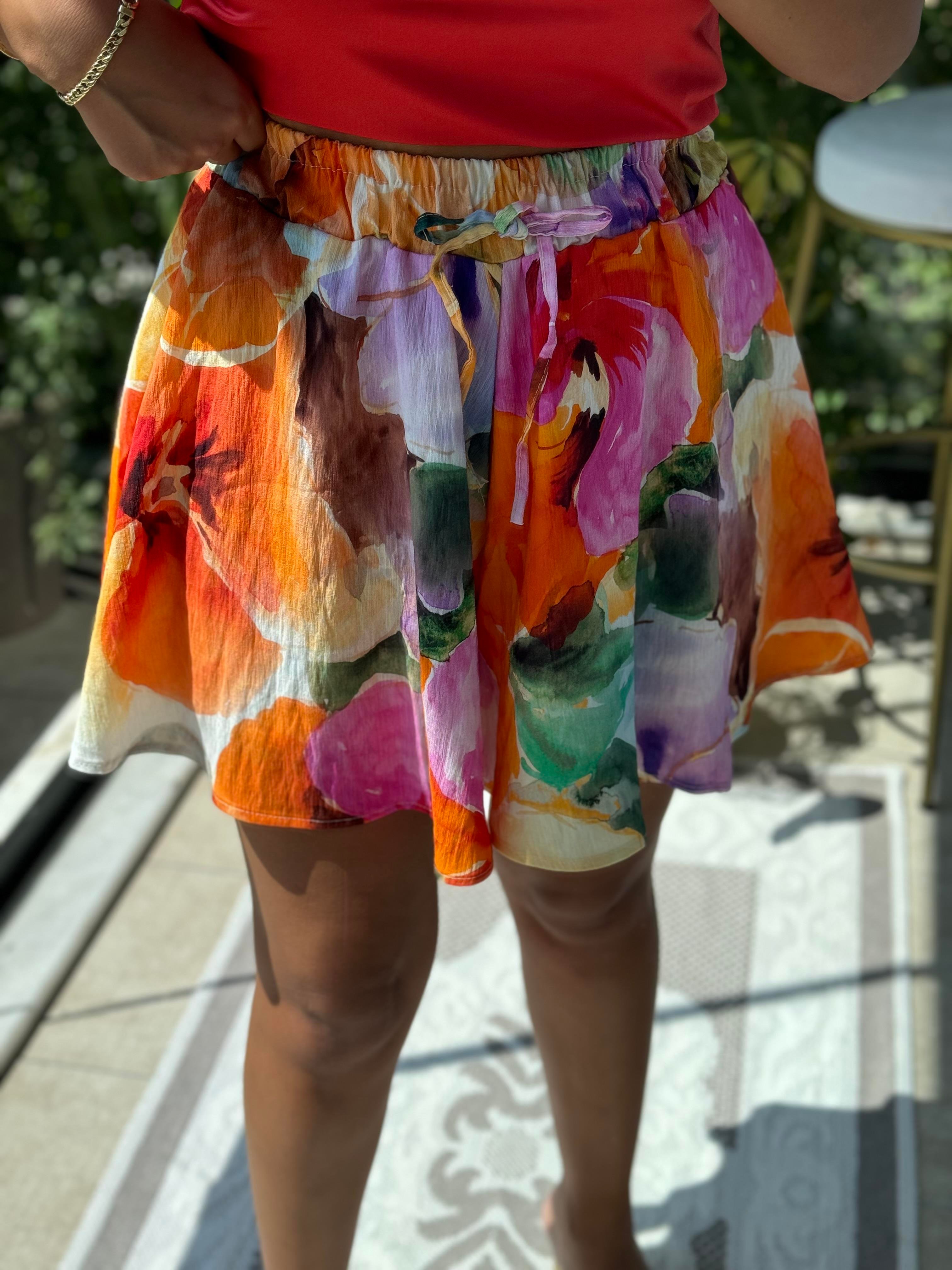 Desenli Şort Turuncu