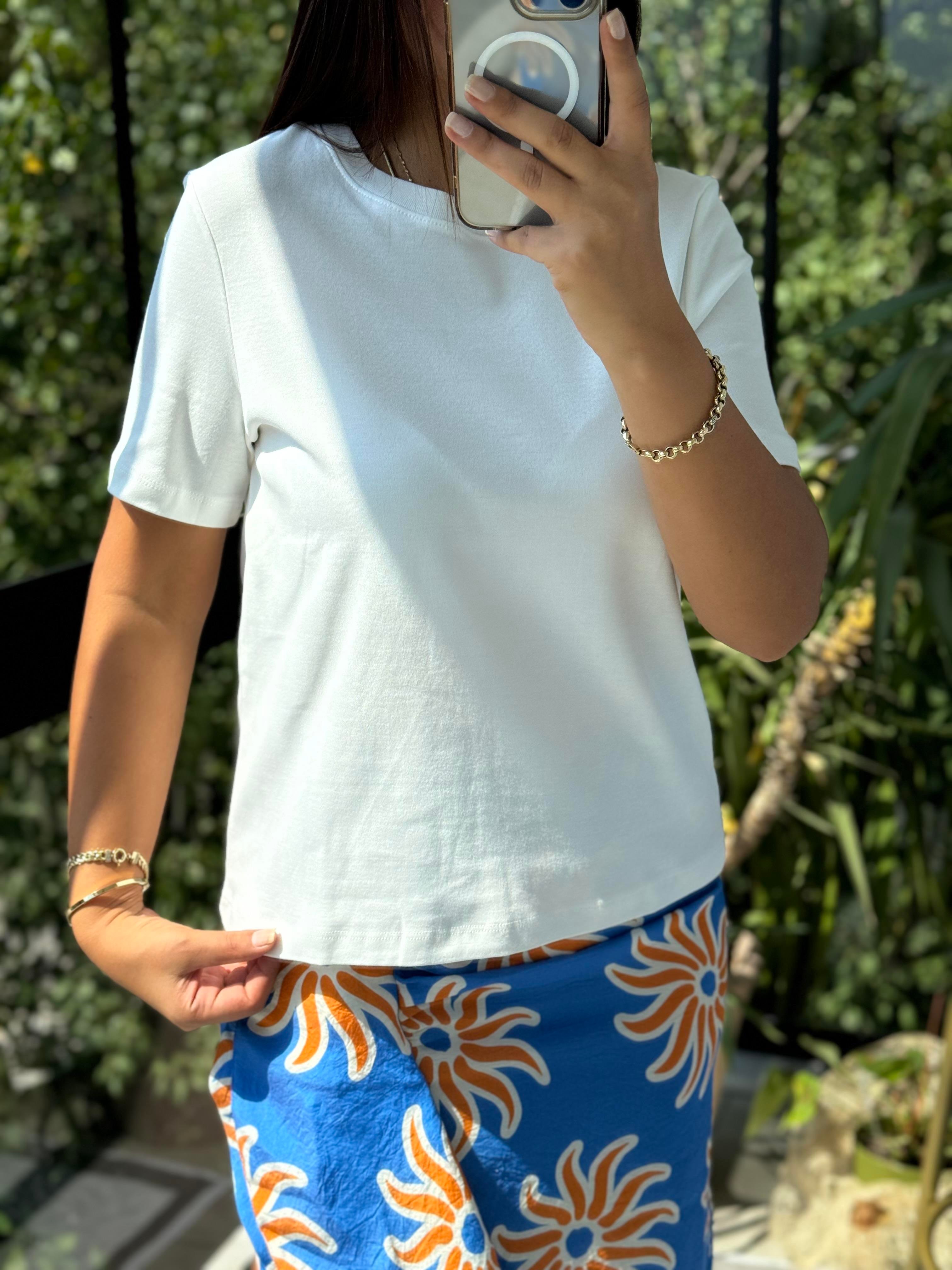 Dilvin Bisiklet Yaka Tişört Ekru