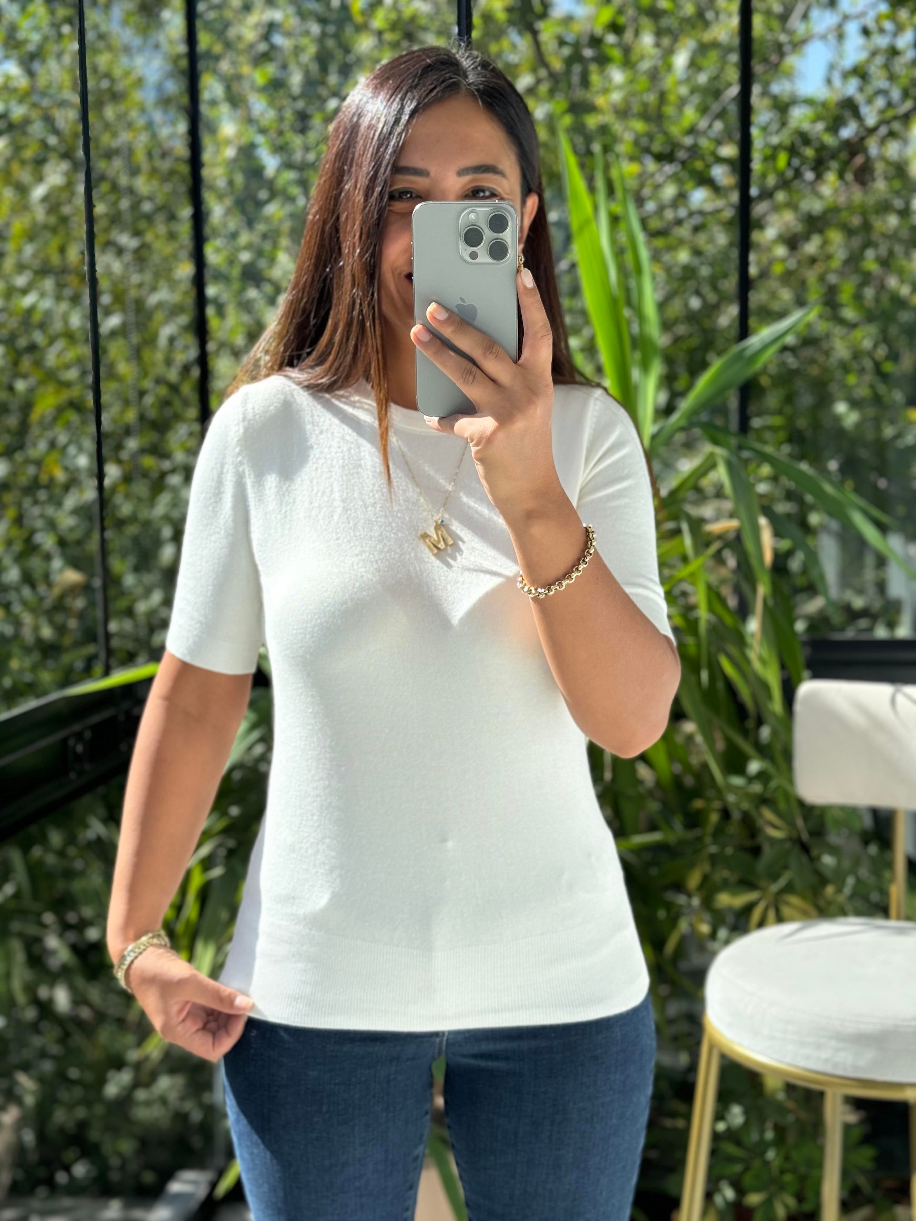 Dilvin Bisiklet Yaka Triko Beyaz