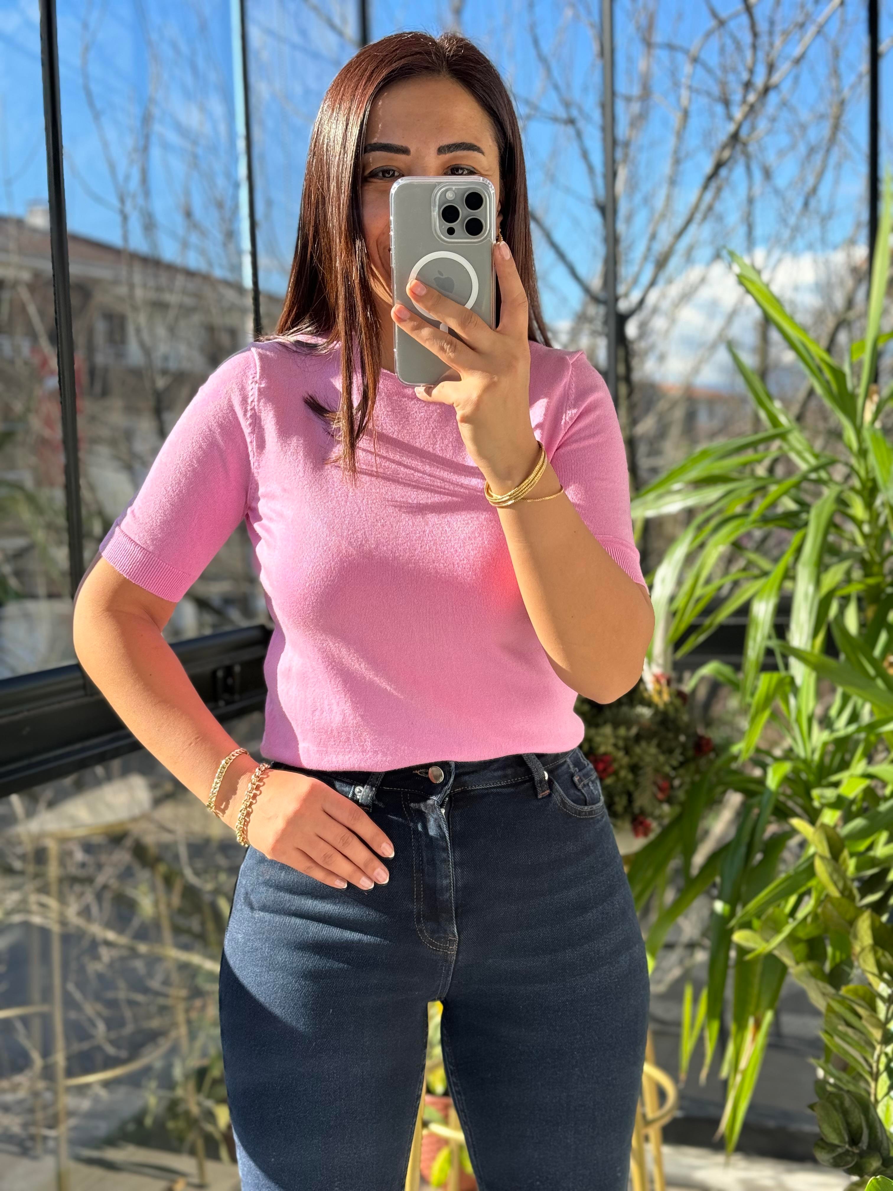 Dilvin Bisiklet Yaka Triko Beyaz