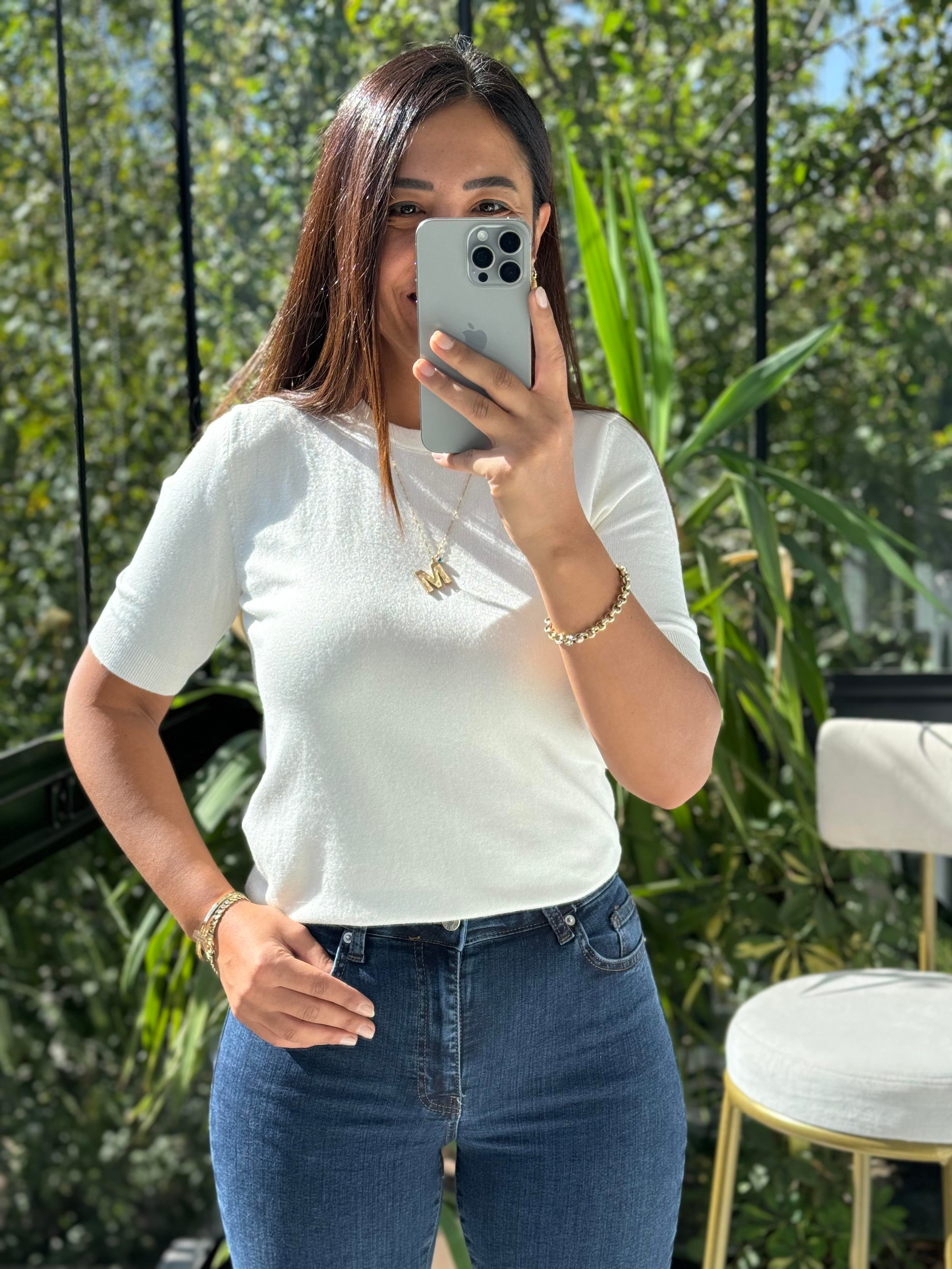 Dilvin Bisiklet Yaka Triko Beyaz