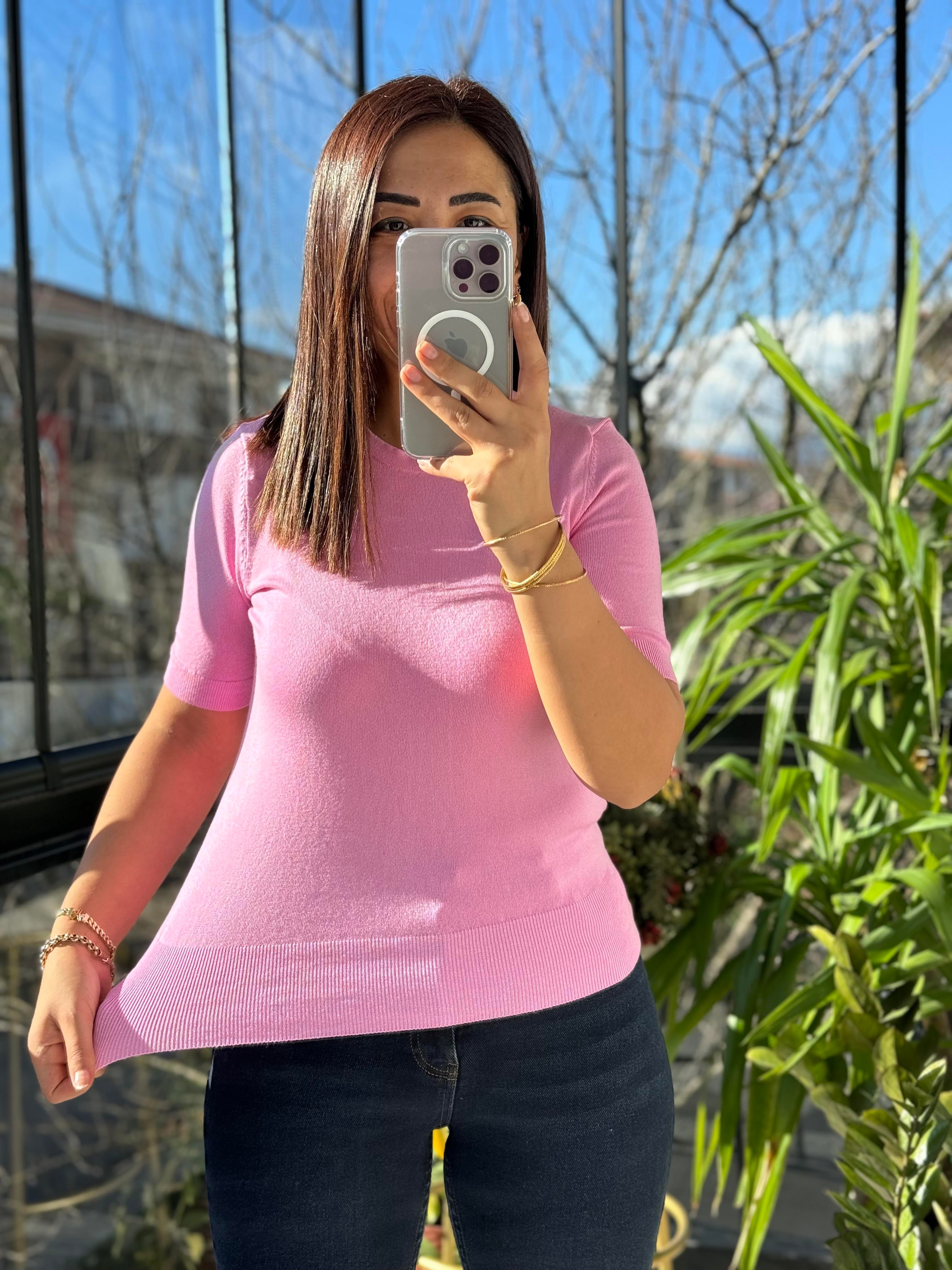 Dilvin Bisiklet Yaka Triko Beyaz