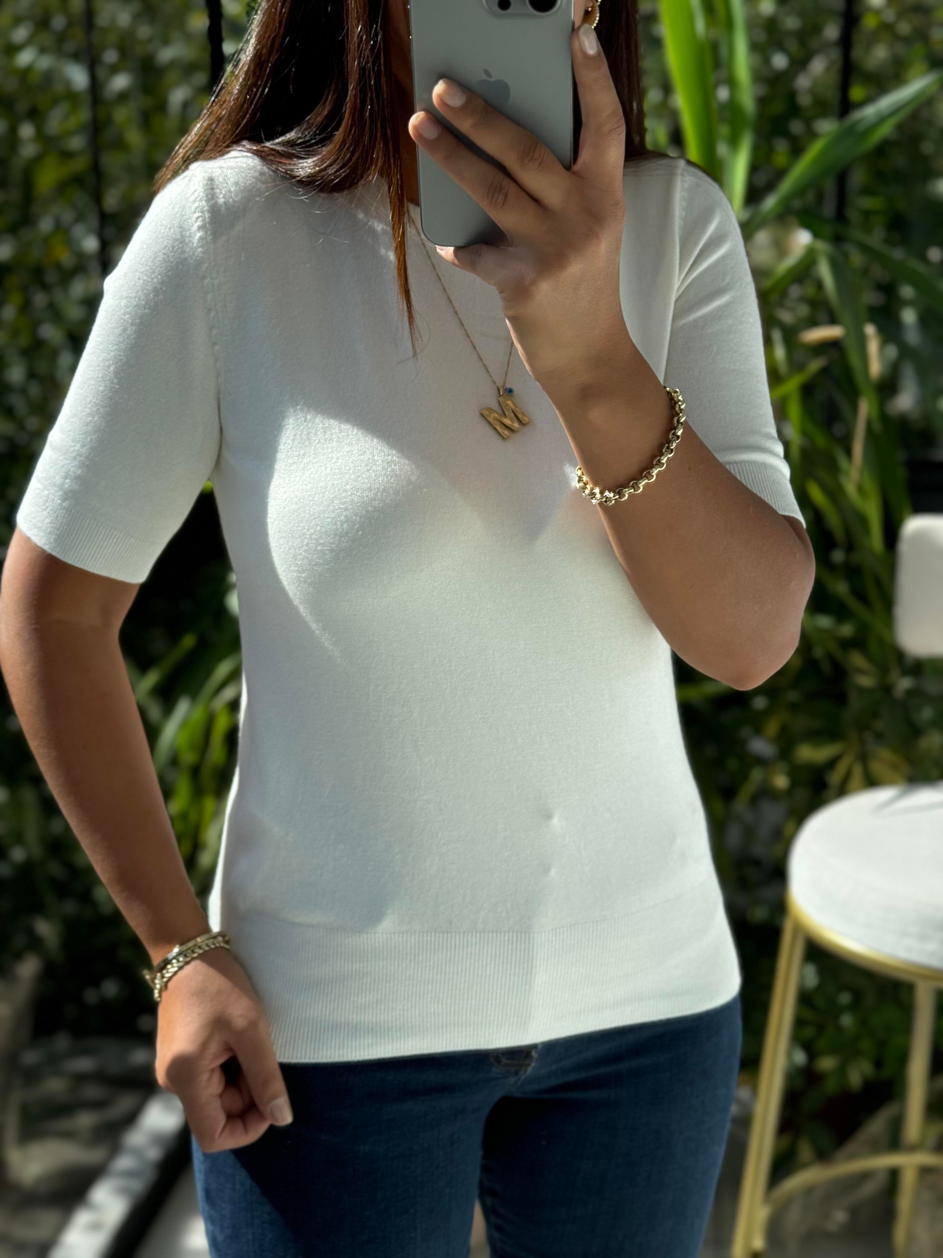 Dilvin Bisiklet Yaka Triko Beyaz