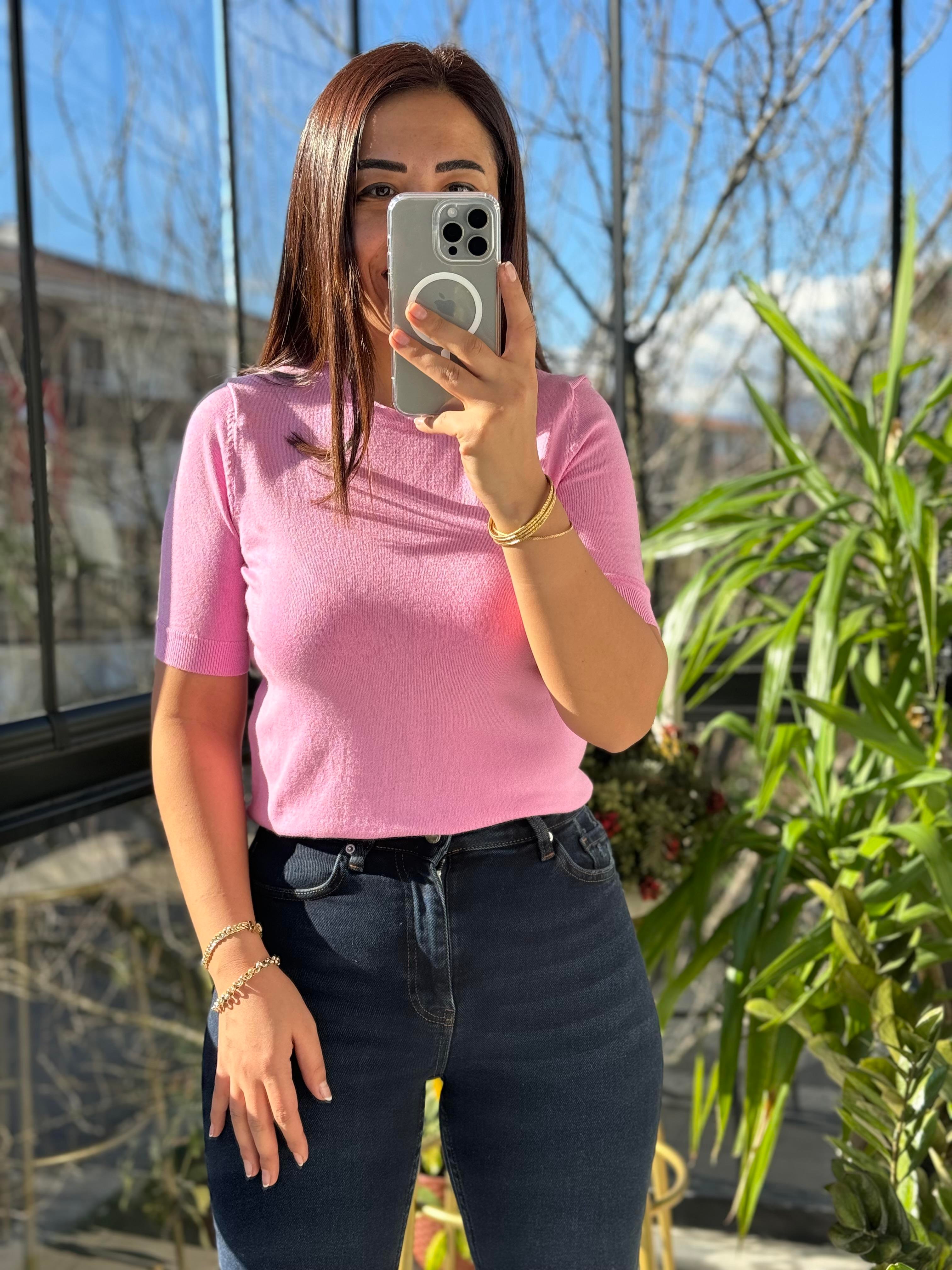 Dilvin Bisiklet Yaka Triko Beyaz