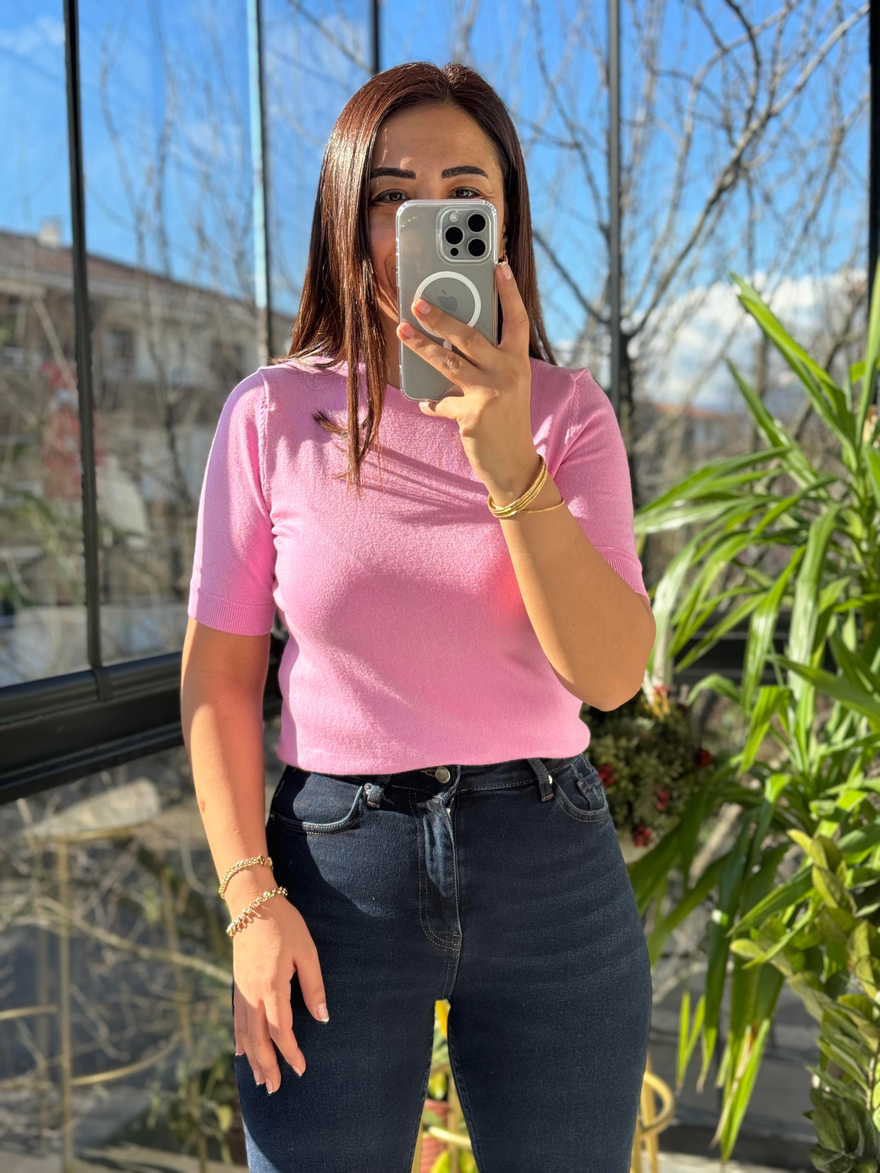 Dilvin Bisiklet Yaka Triko Beyaz