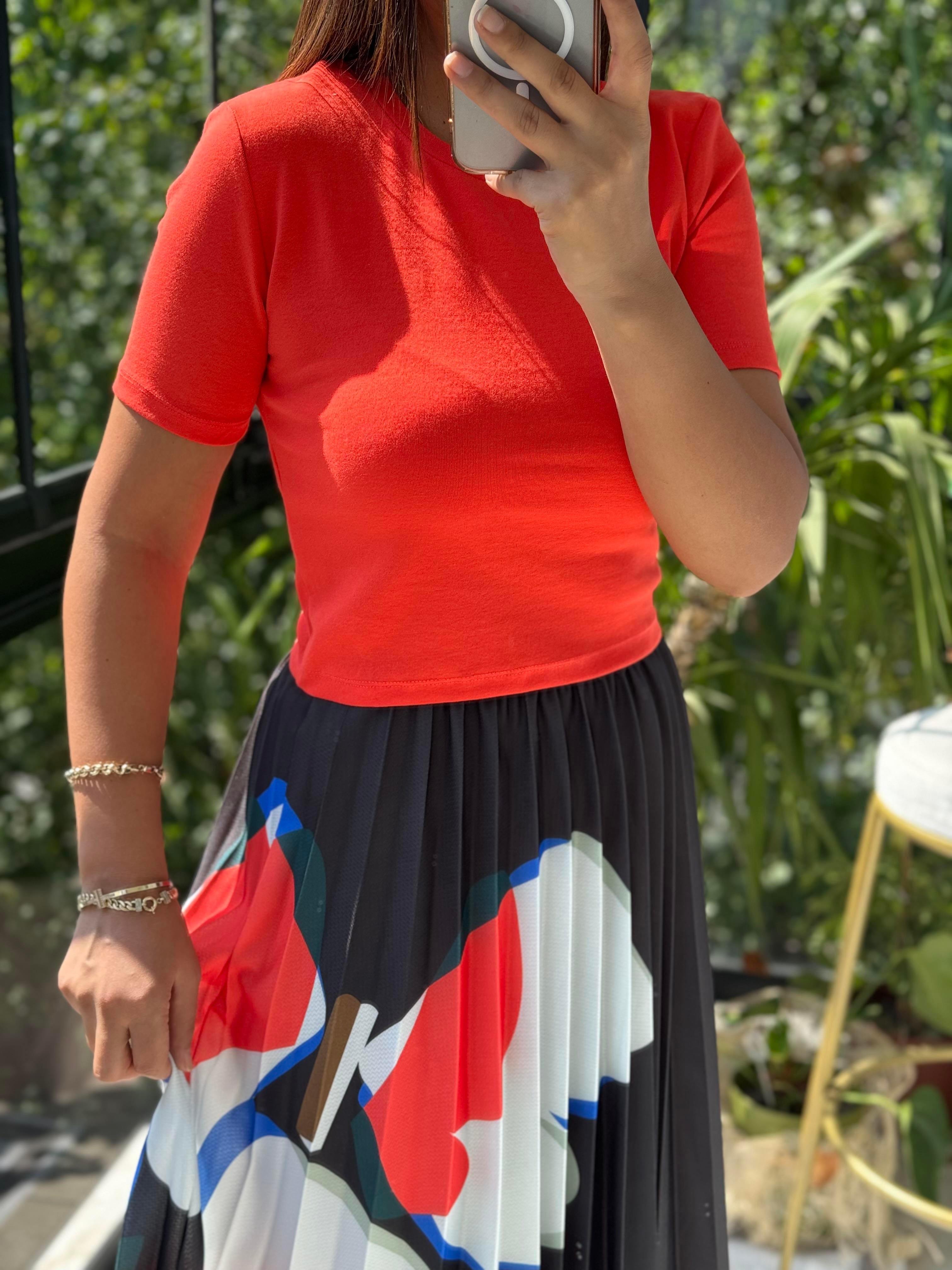 Dilvin Crop Tişört Kırmızı