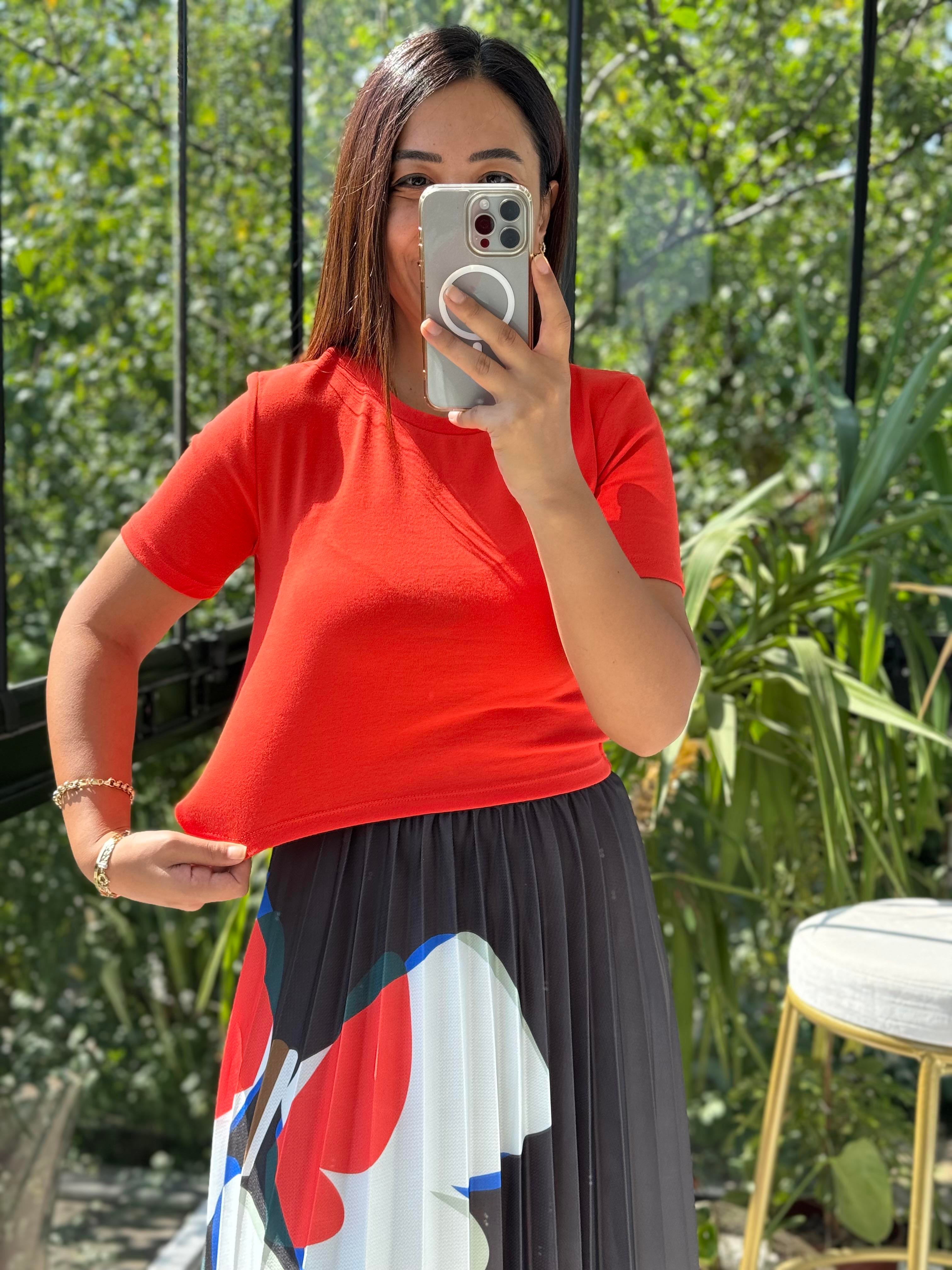 Dilvin Crop Tişört Kırmızı