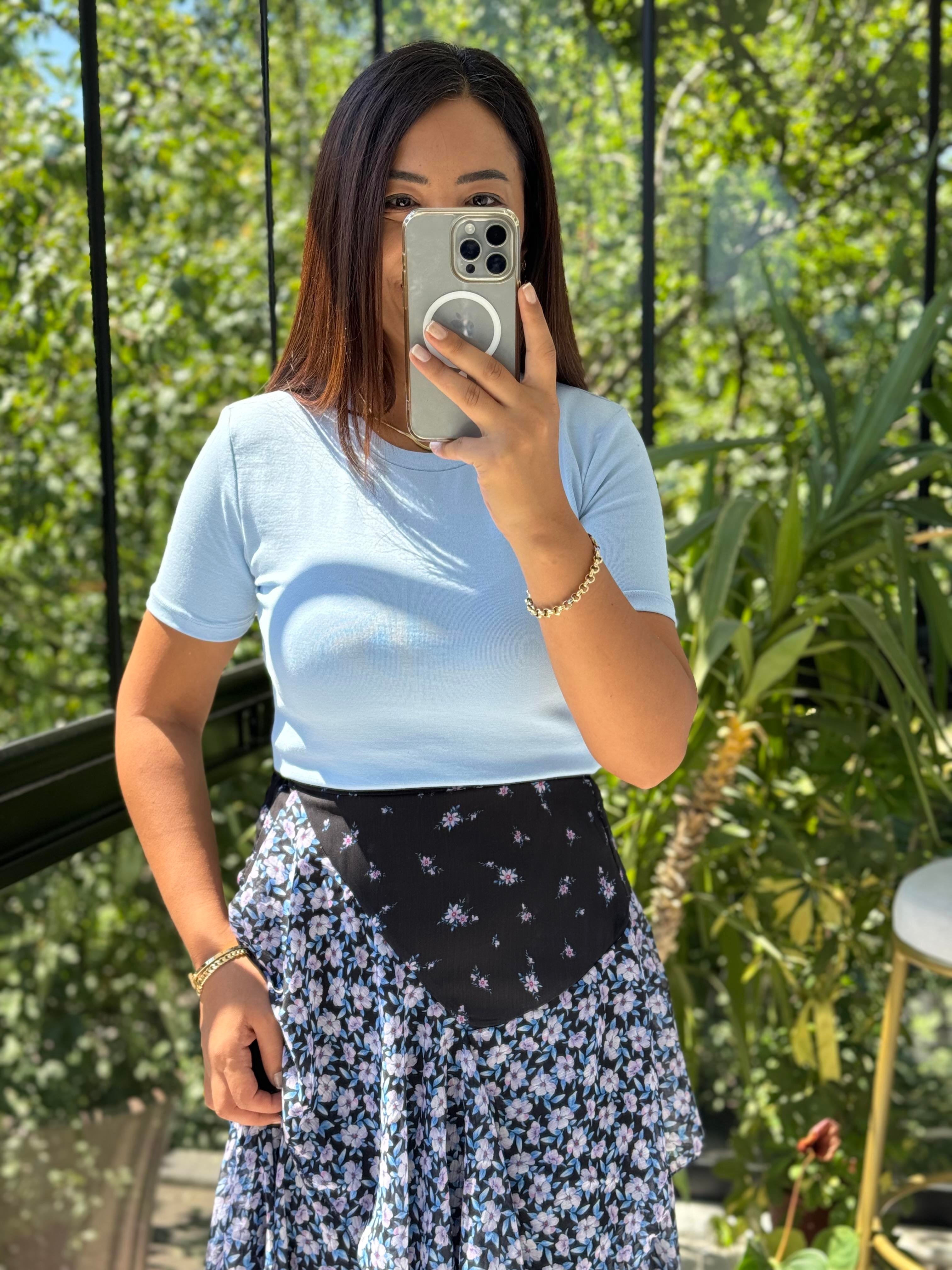 Dilvin Crop Tişört Mavi