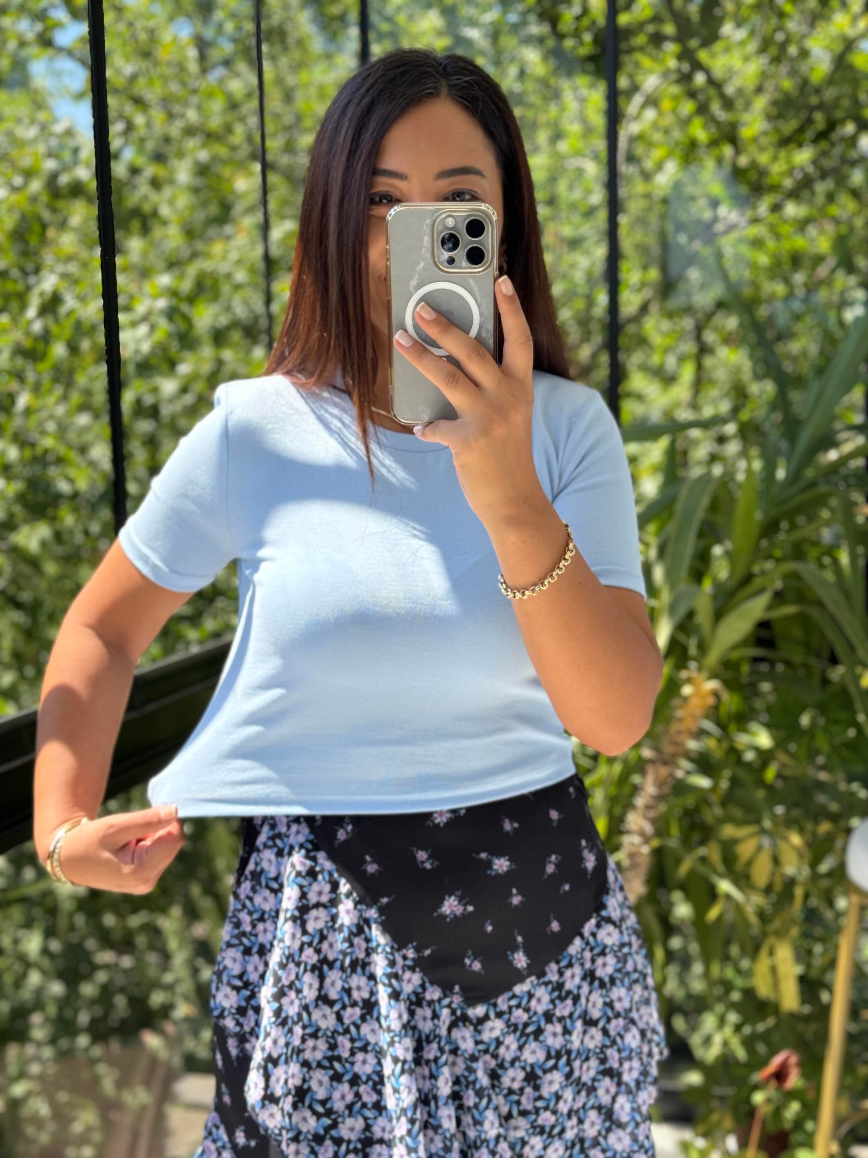 Dilvin Crop Tişört Mavi