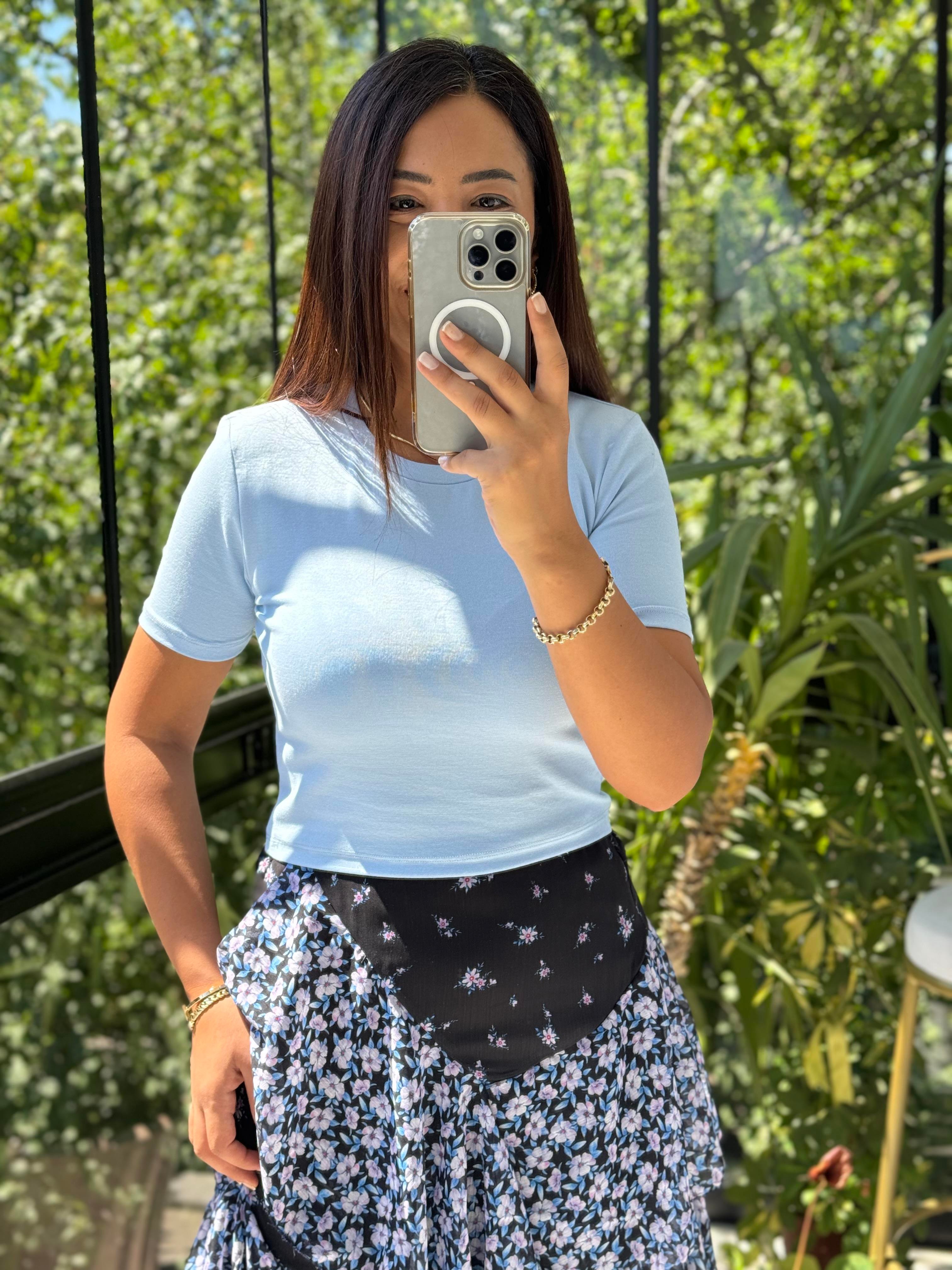 Dilvin Crop Tişört Mavi