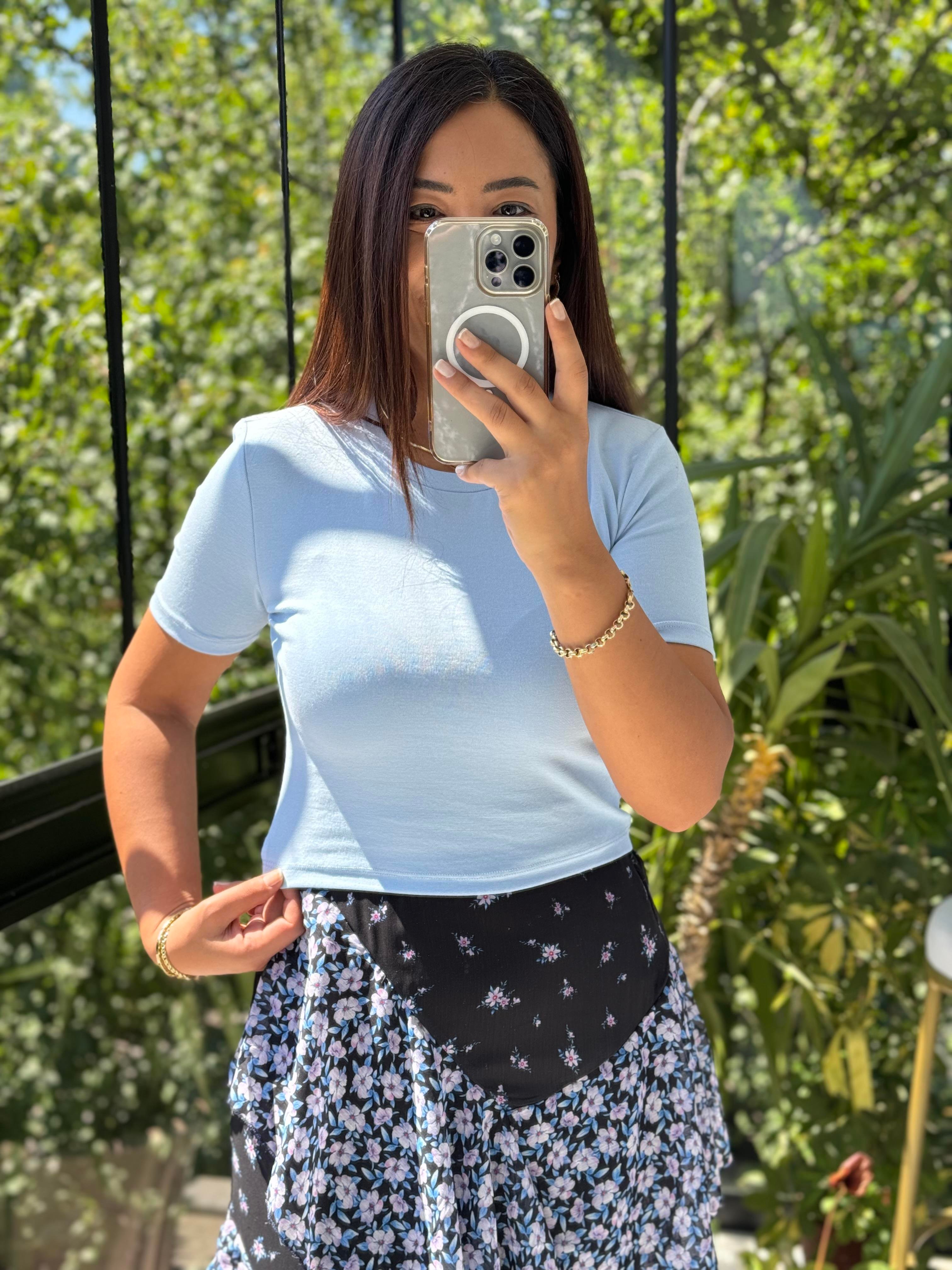 Dilvin Crop Tişört Mavi