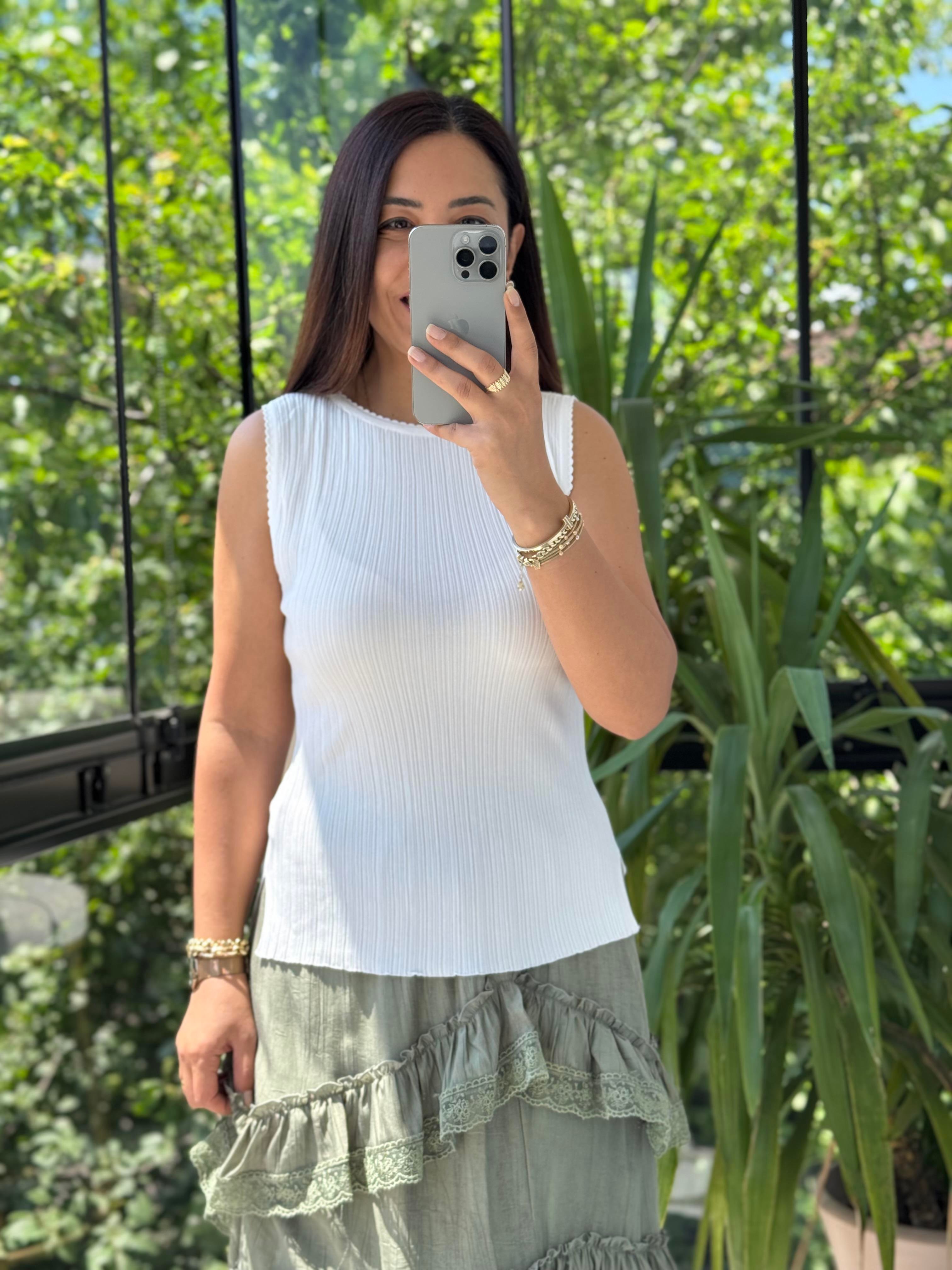 Dilvin Kayık Yaka Fitilli İnce Triko Bluz Ekru