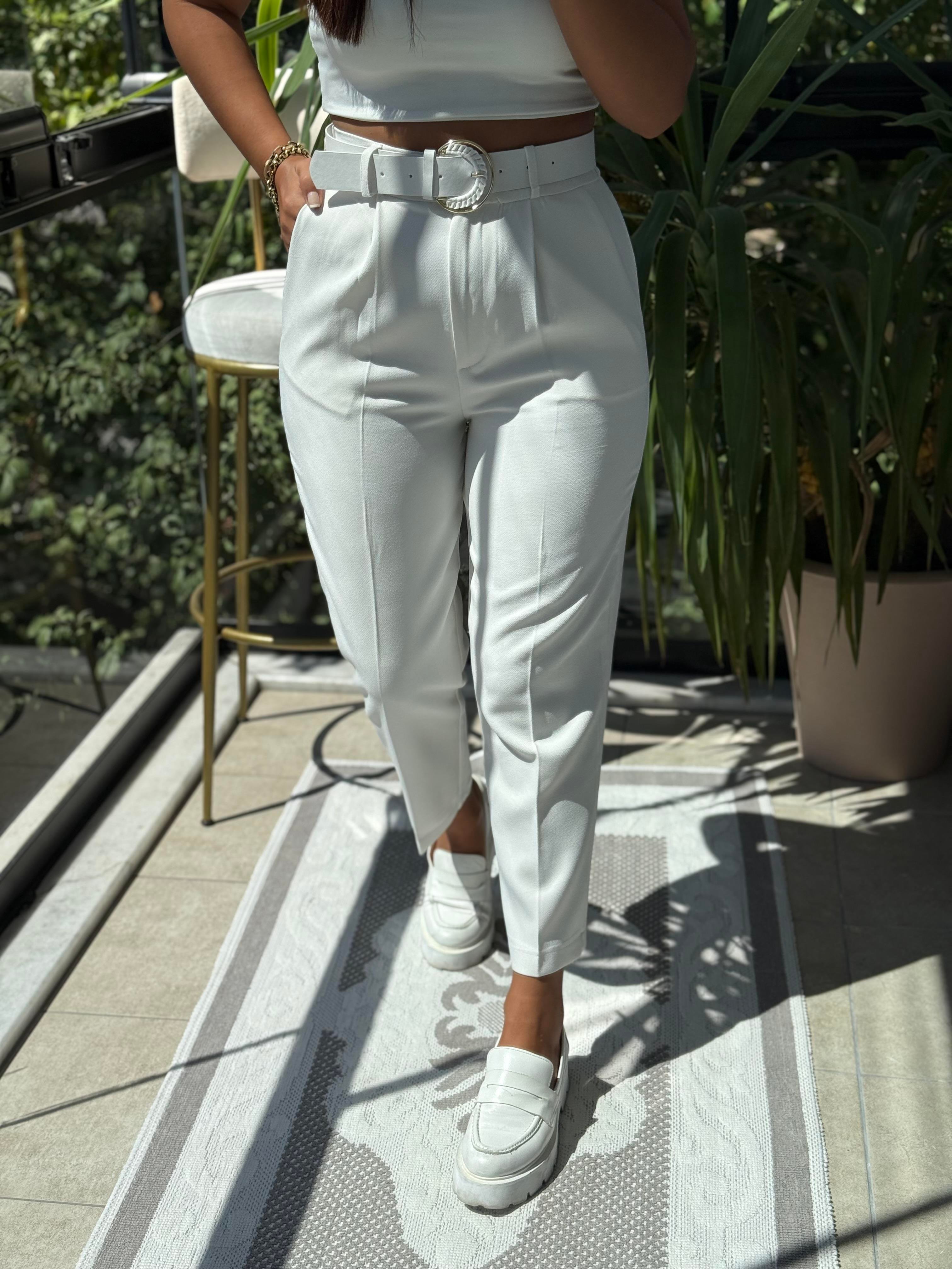 Duble Paça Pantolon Beyaz