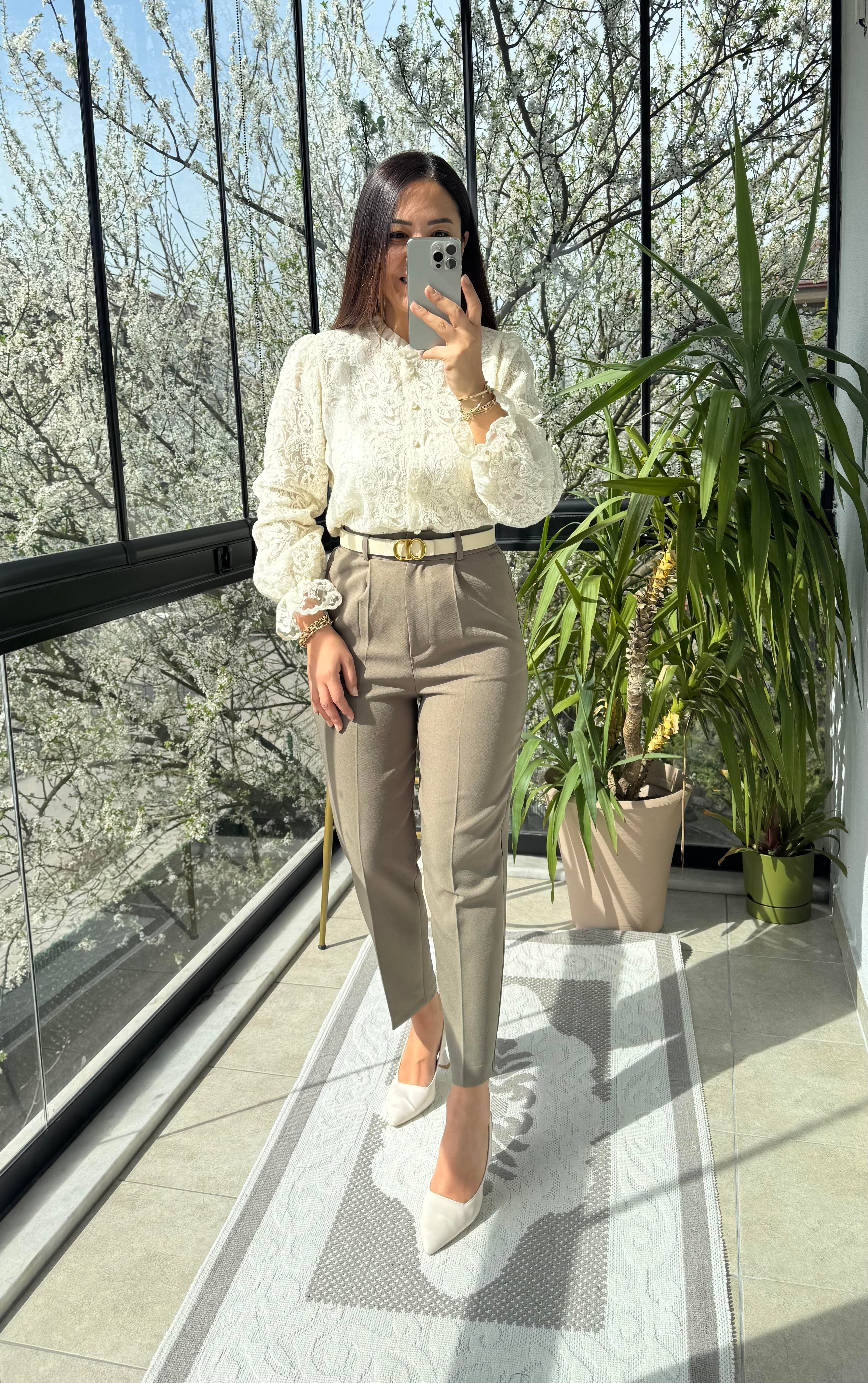 Duble Paça Pantolon Haki Yeşili