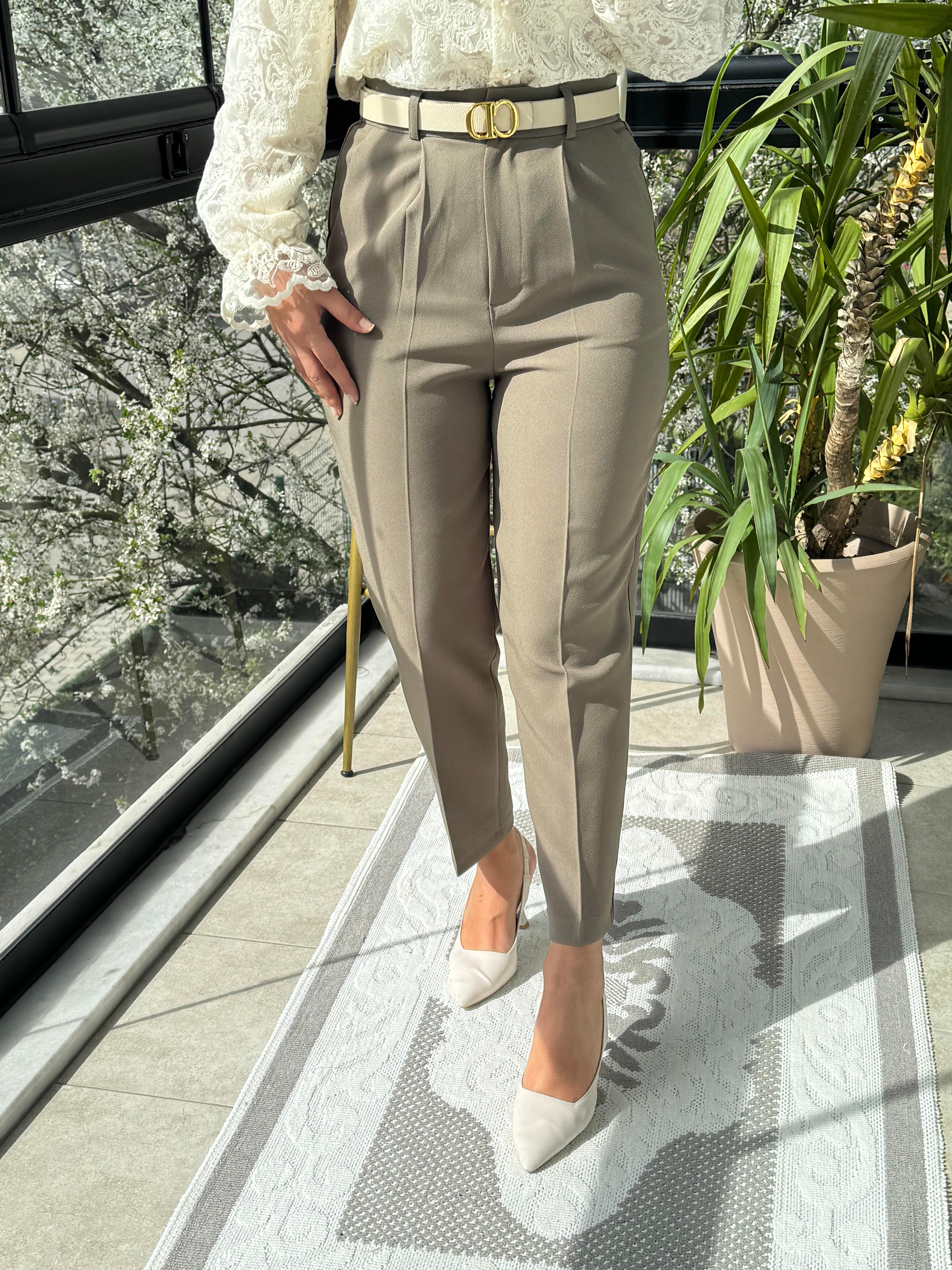 Duble Paça Pantolon Haki Yeşili