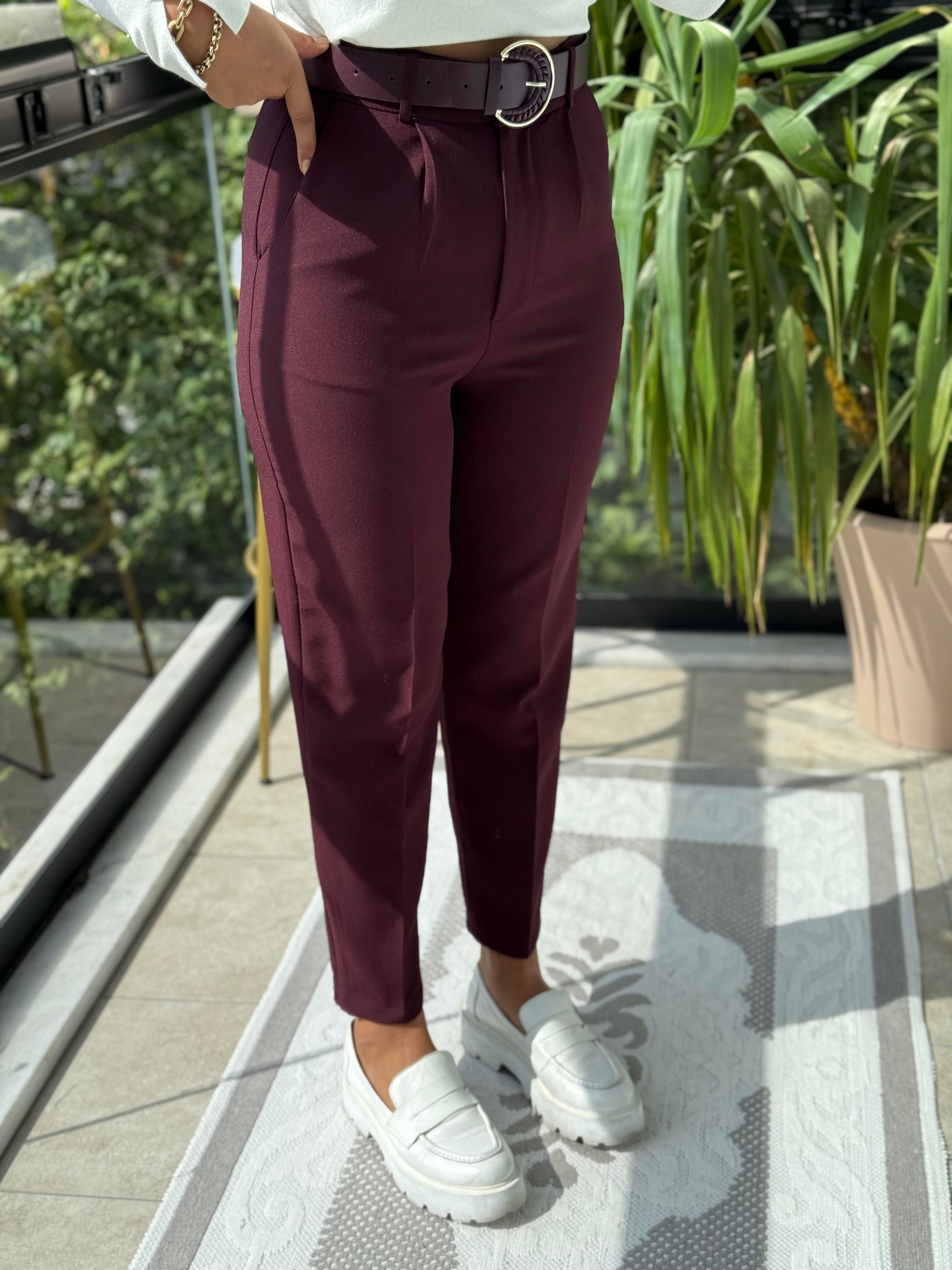 Duble Paça Pantolon Mürdüm