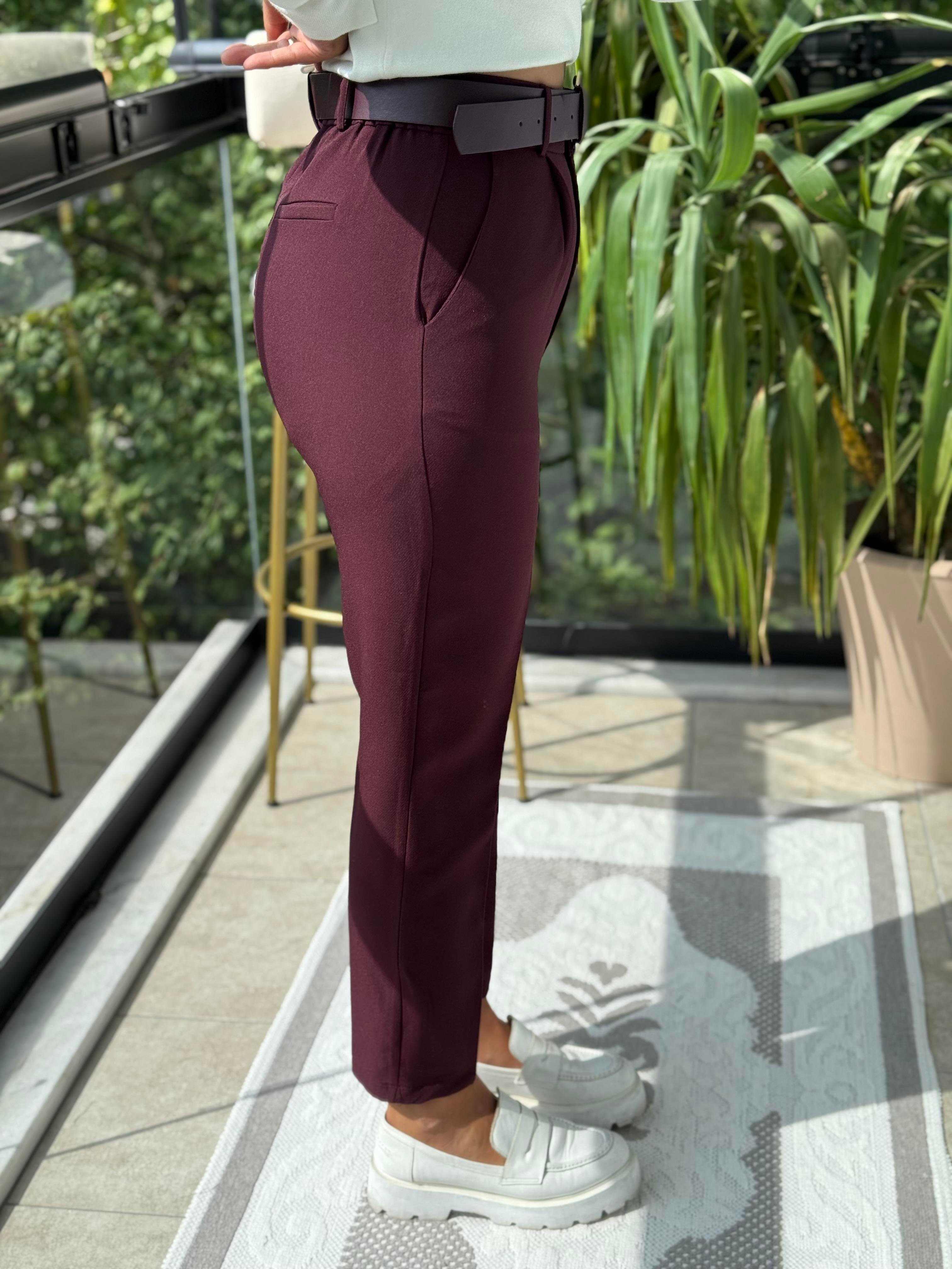 Duble Paça Pantolon Mürdüm