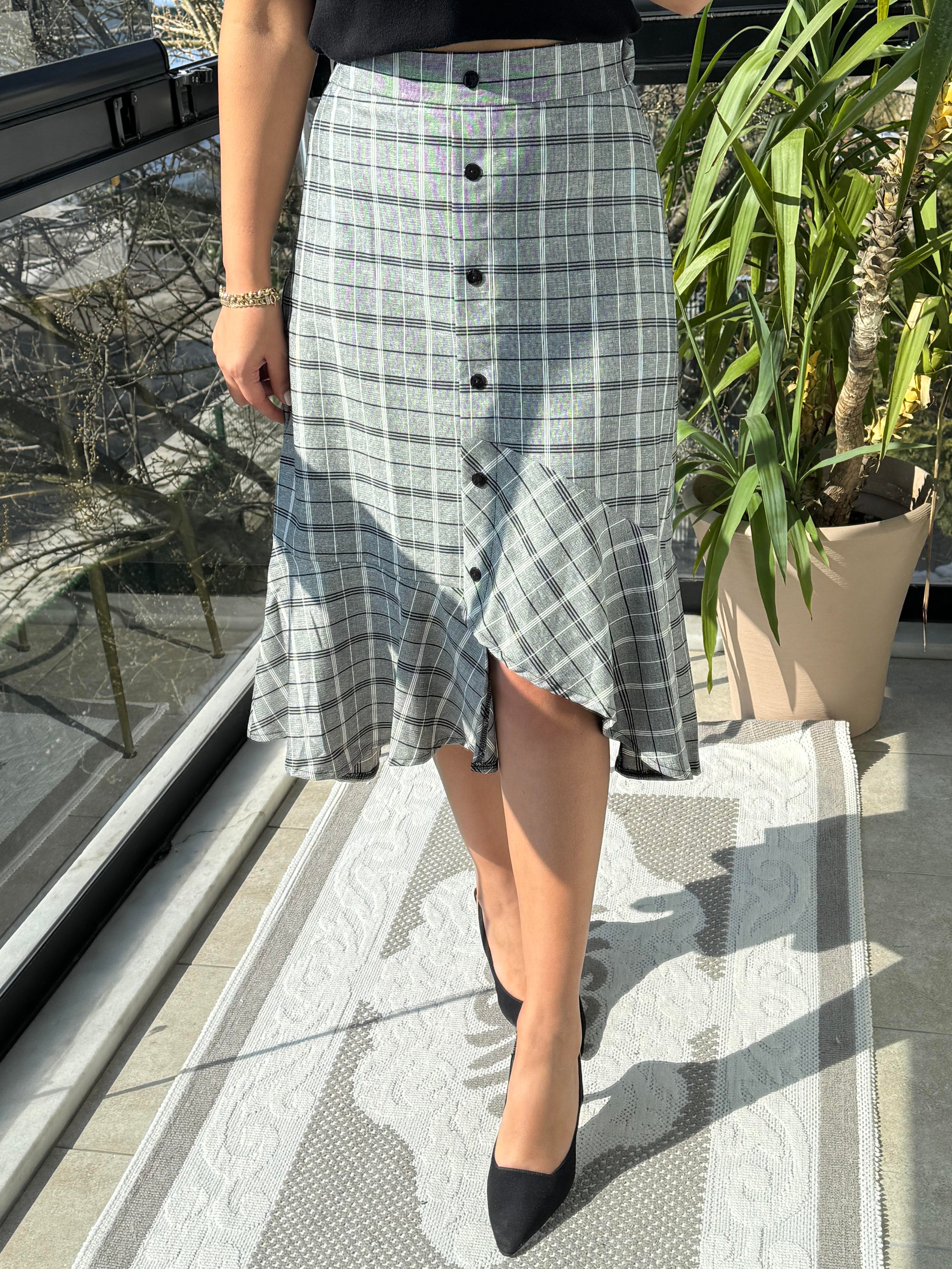 Ekose Tasarım Etek Gri