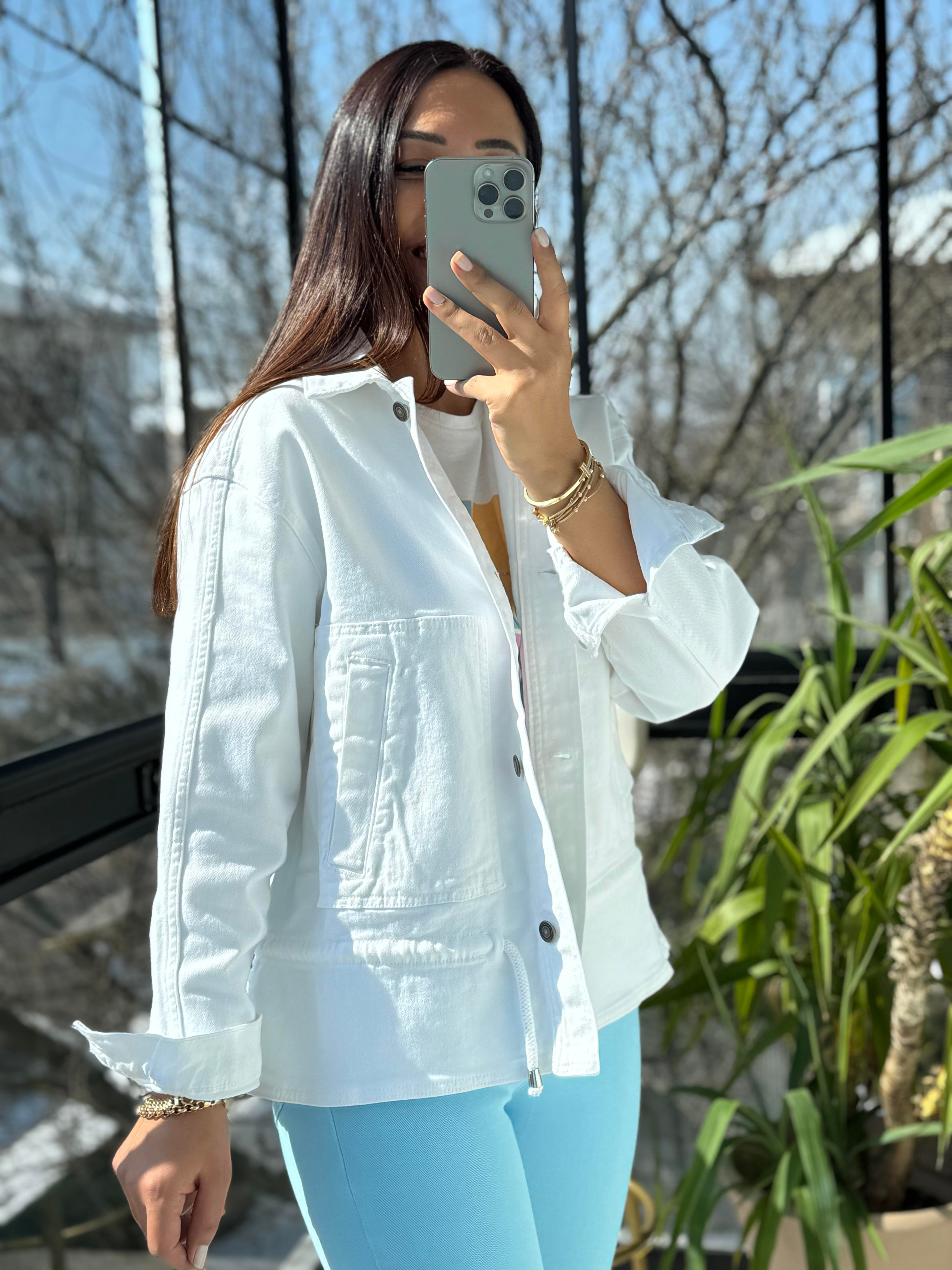 Eteği Büzgülü Oversize Ceket Beyaz
