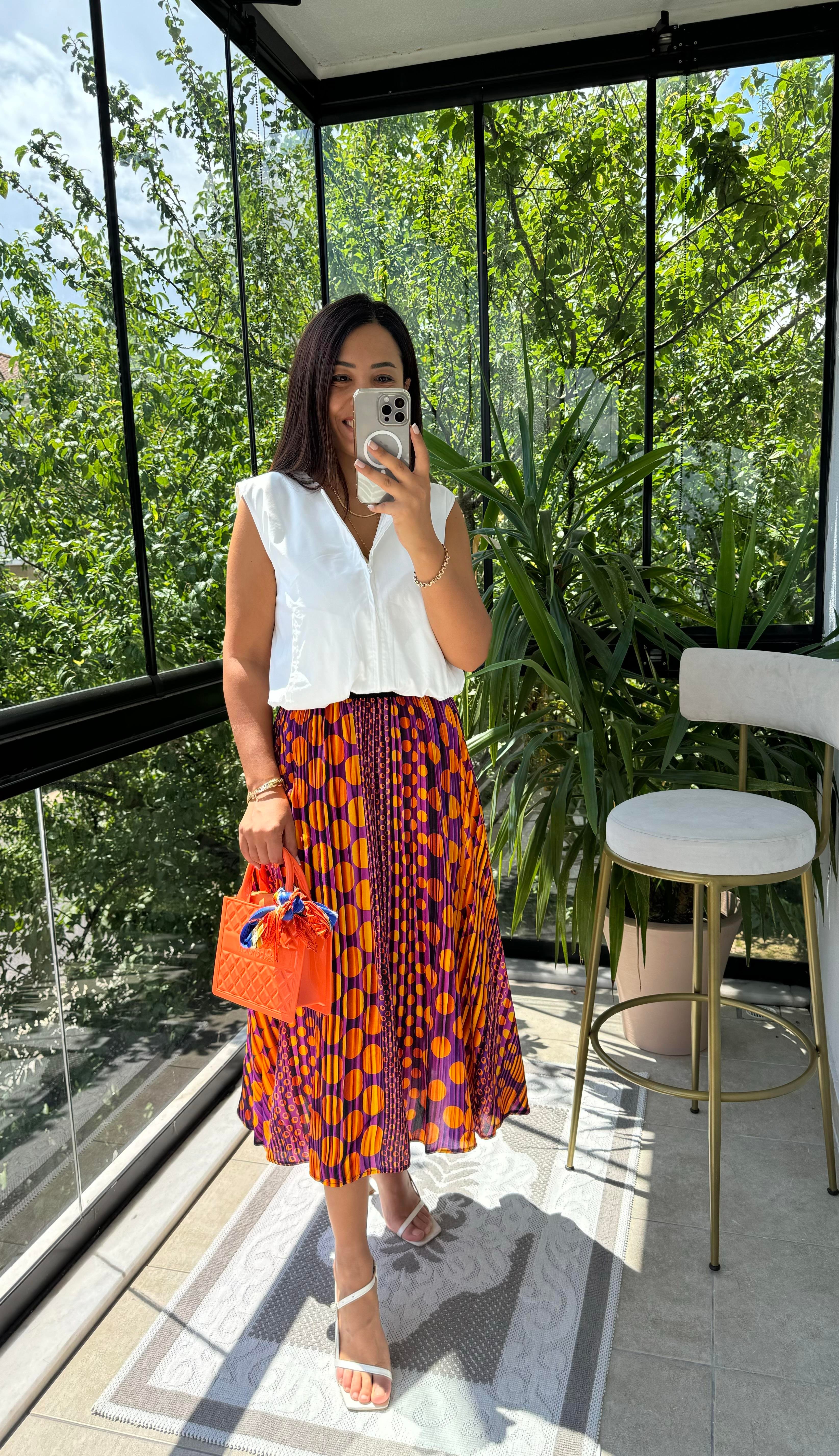 Fermuarlı Balon Bluz Ekru