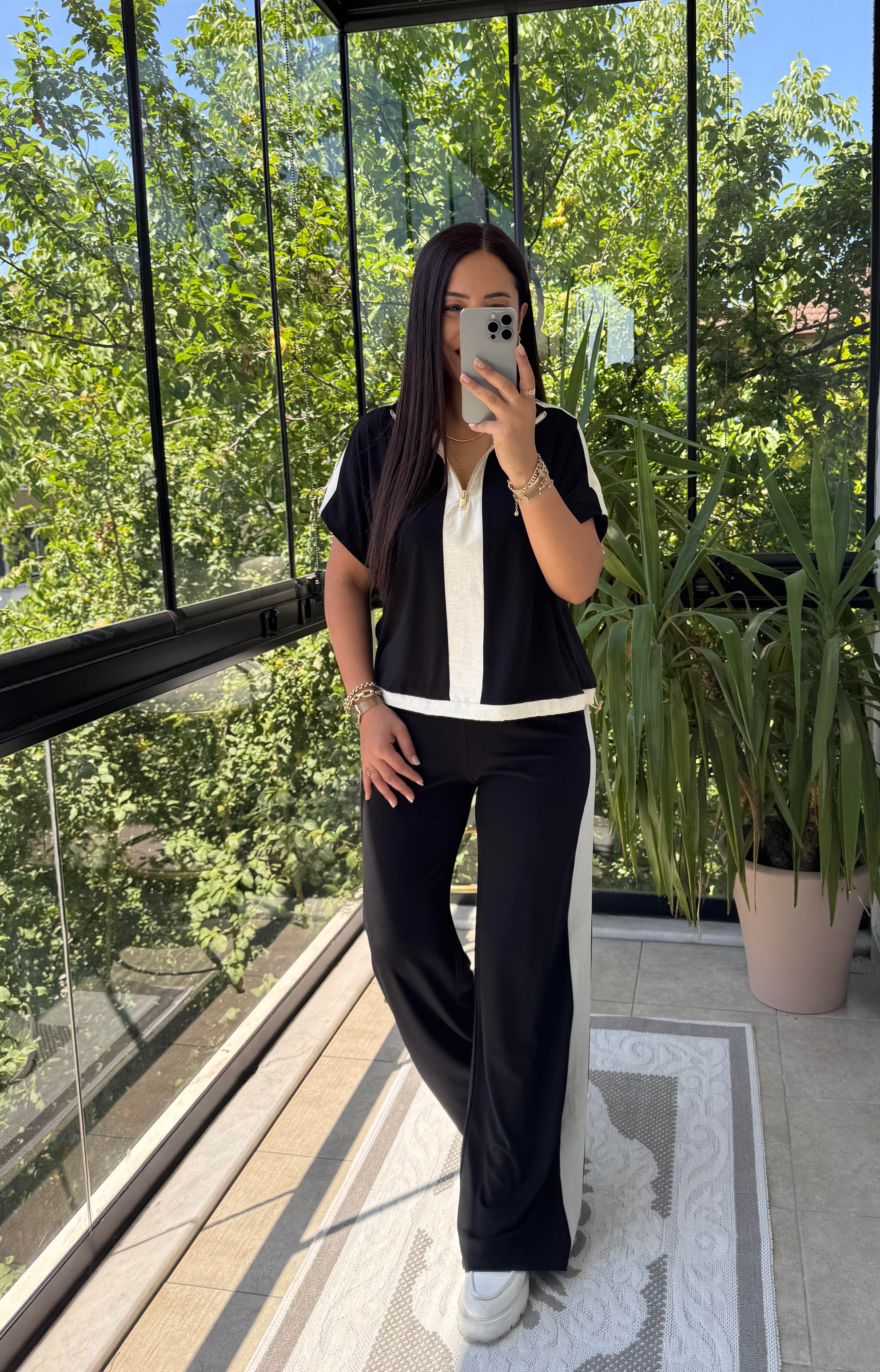 Fermuarlı İnce Modal Takım Siyah