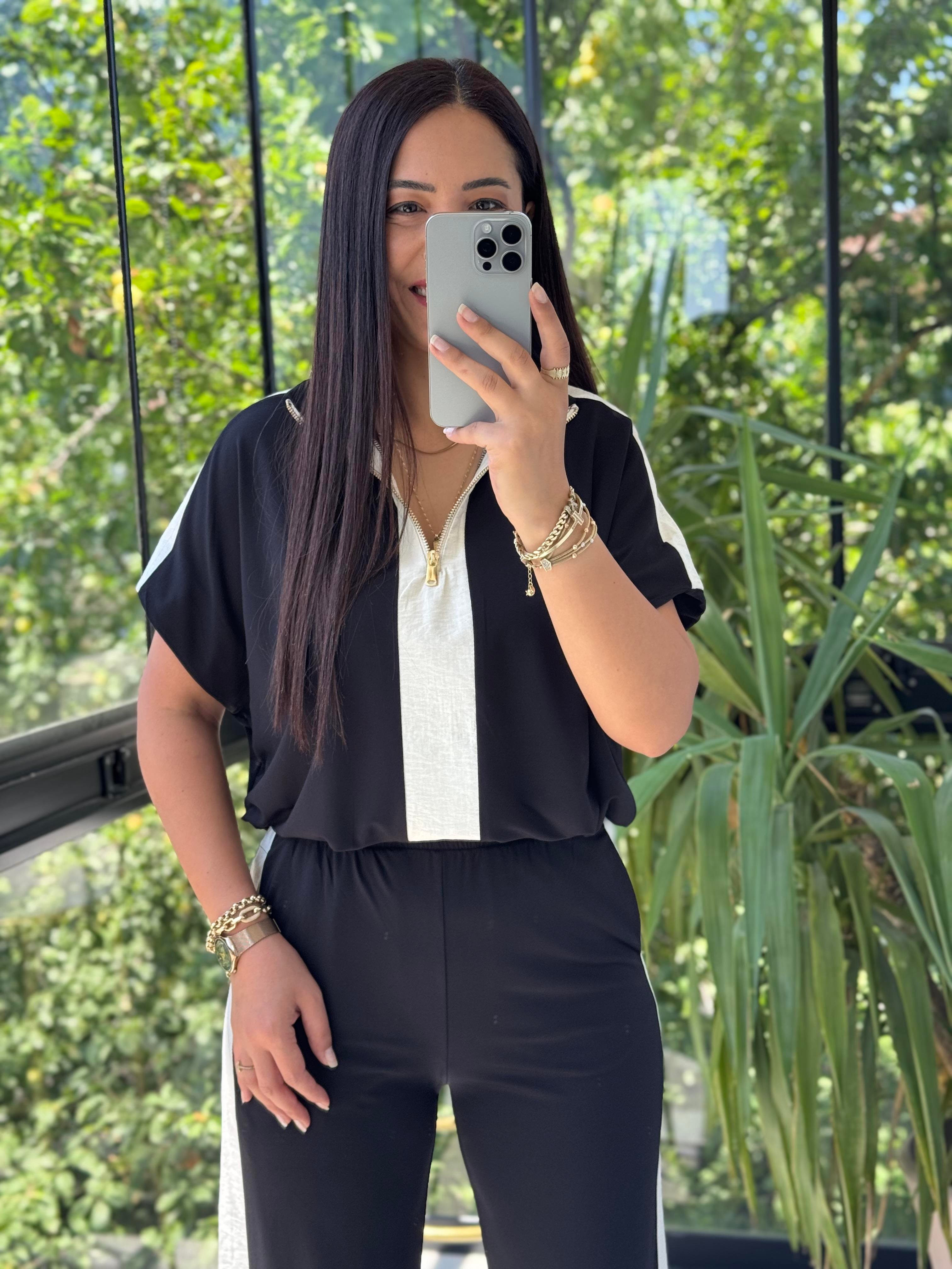 Fermuarlı İnce Modal Takım Siyah