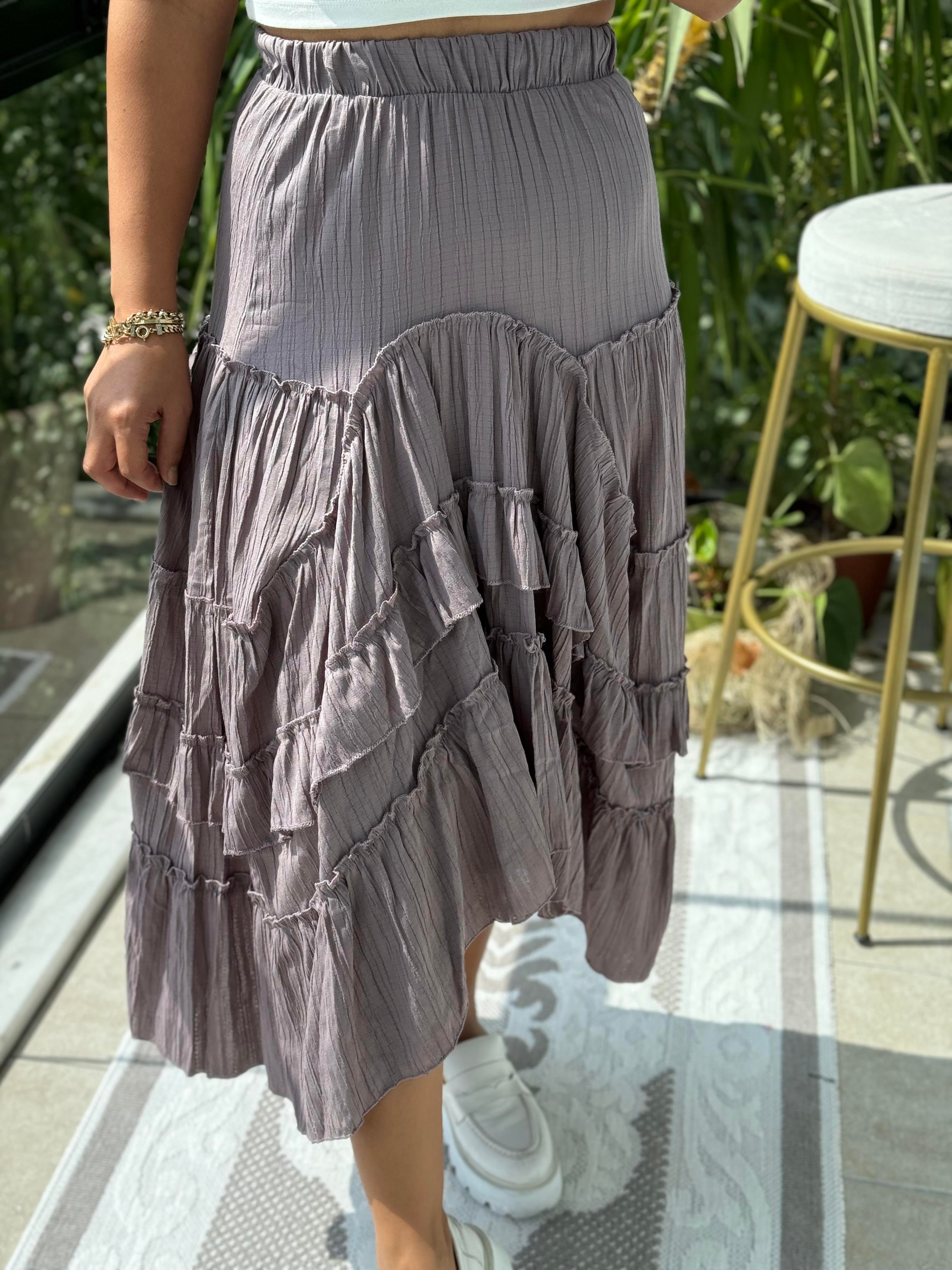 Fırfırlı Gofre Etek Vizon