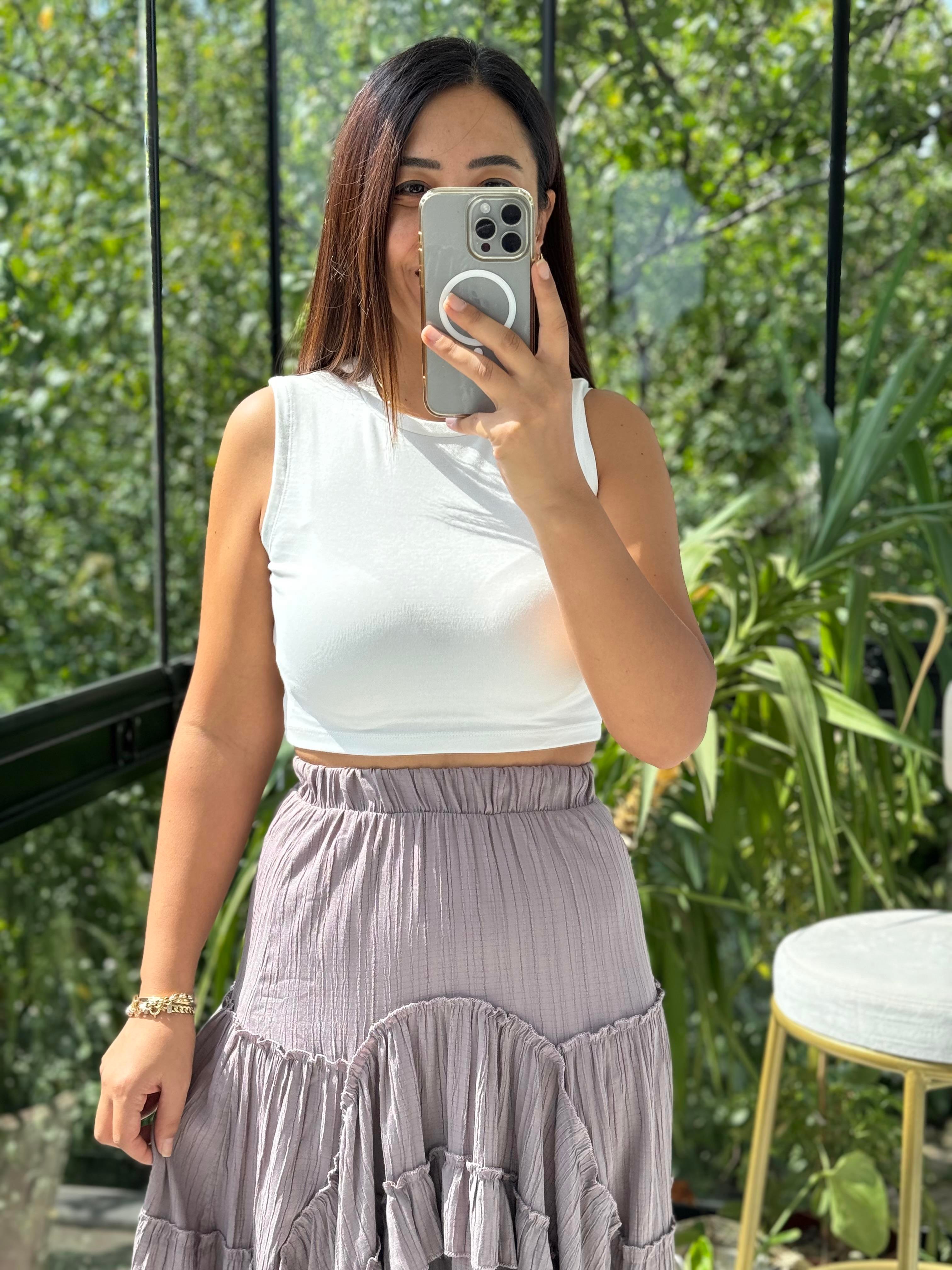 Fırfırlı Gofre Etek Vizon