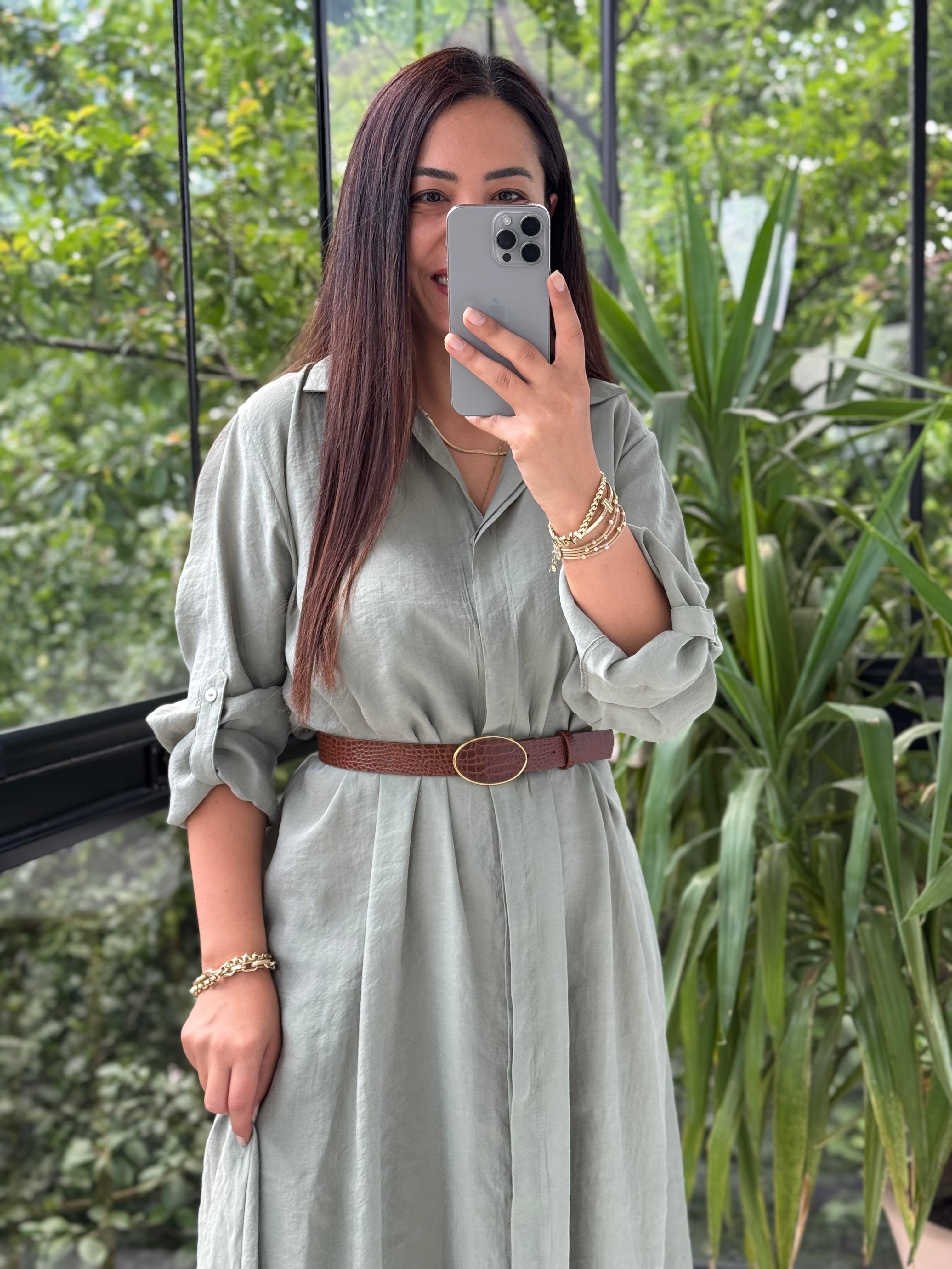 Gömlek Elbise Çağla Yeşili