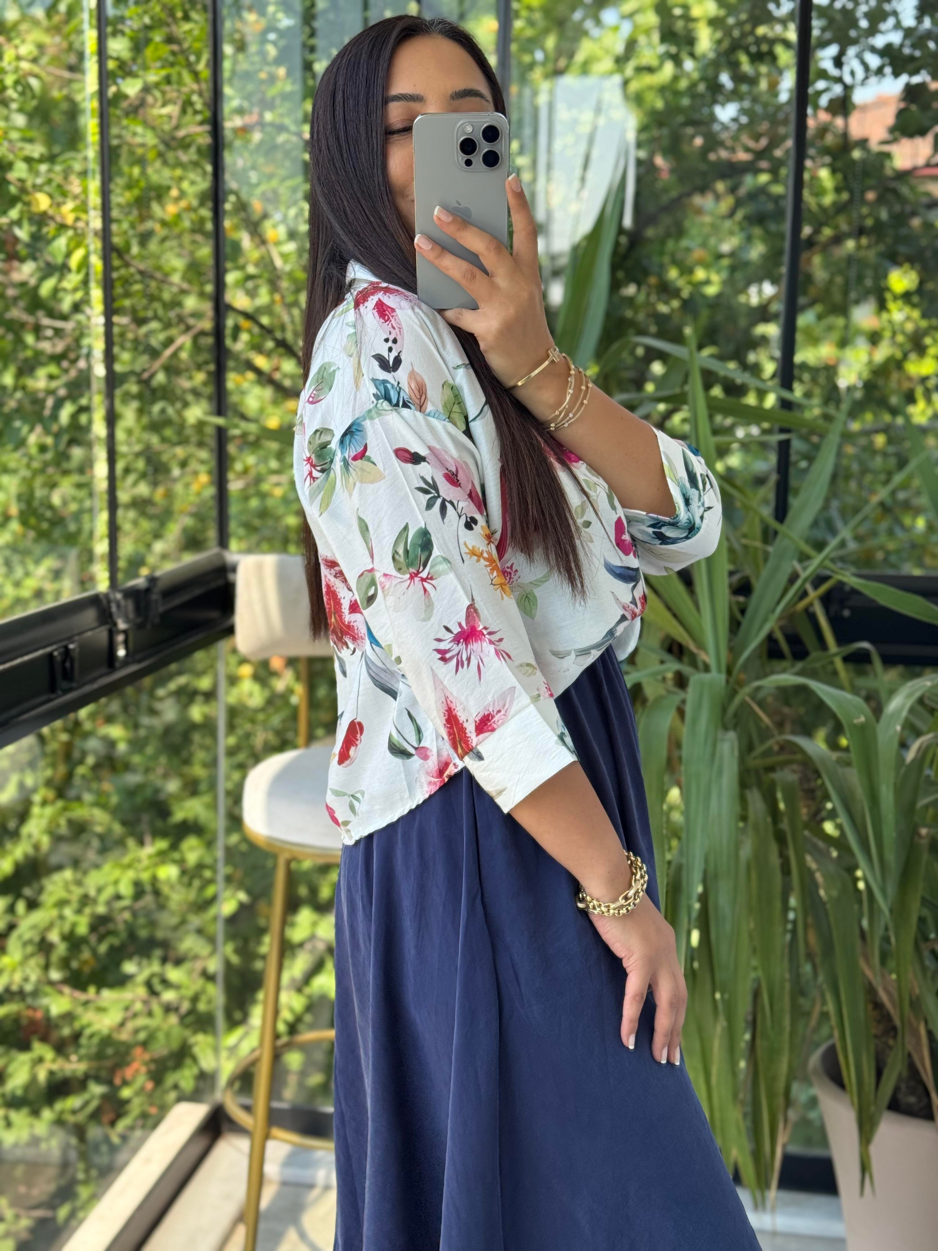 Gömlekli Elbise Çiçekli