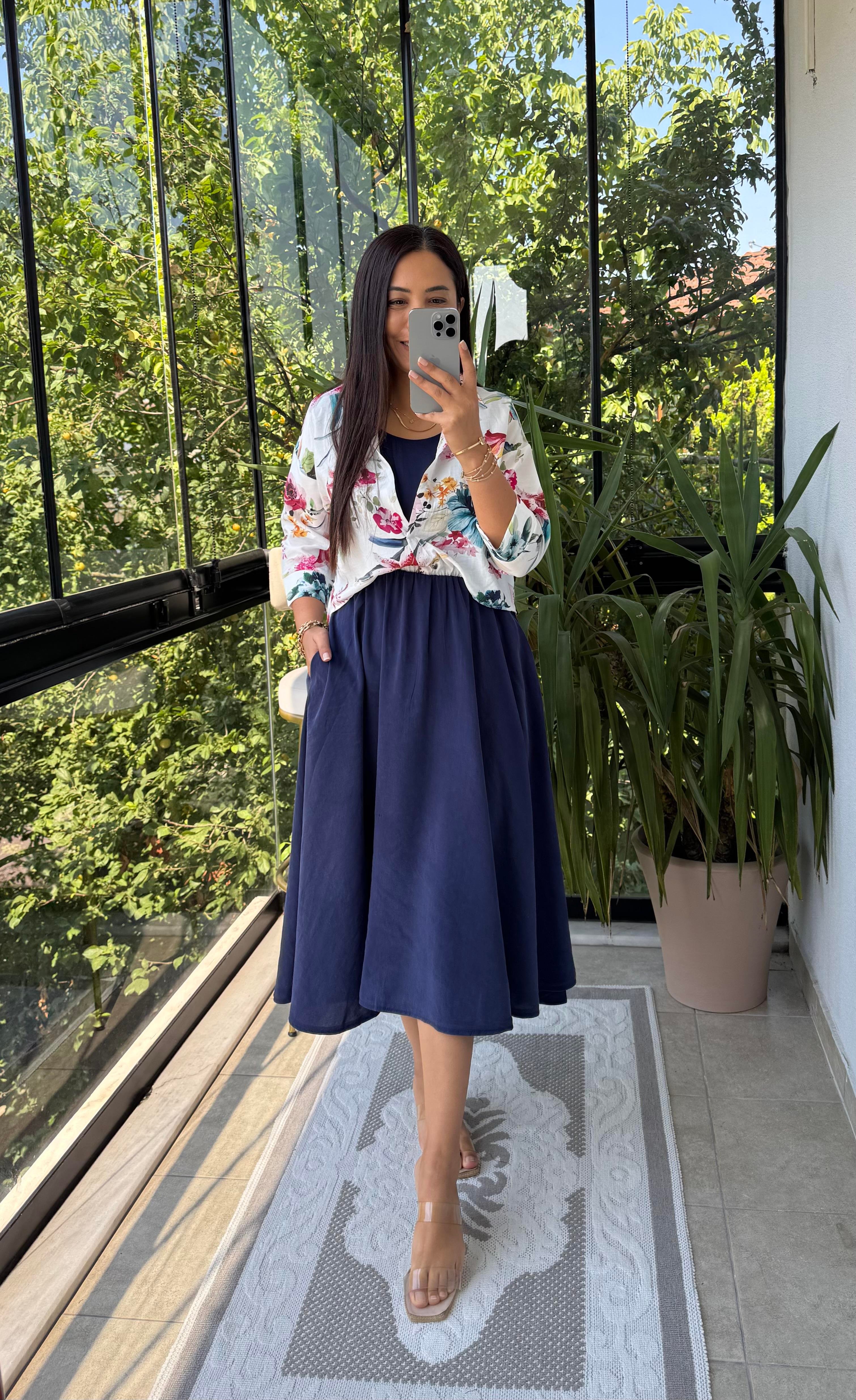 Gömlekli Elbise Çiçekli