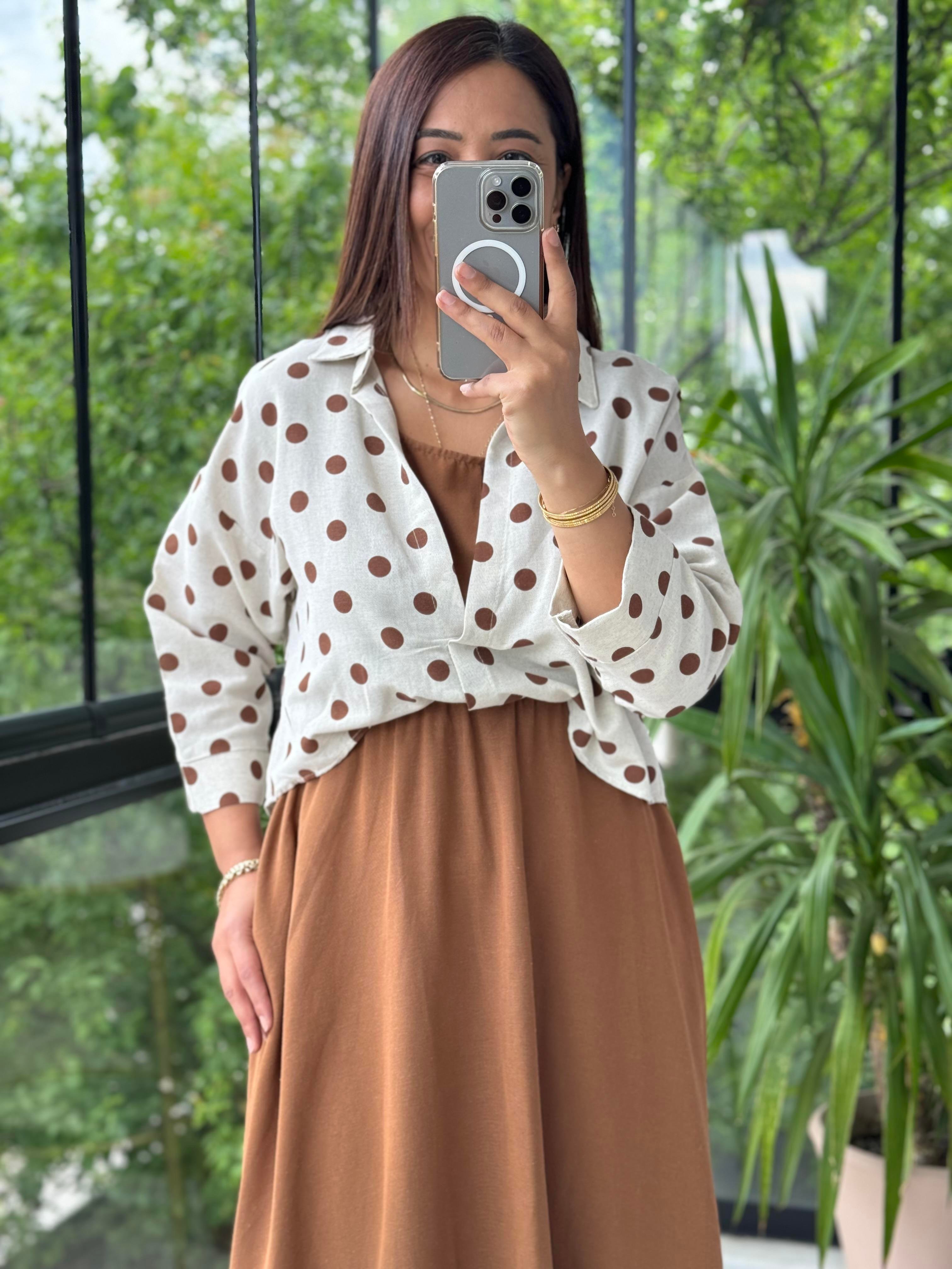 Gömlekli Elbise Kahve